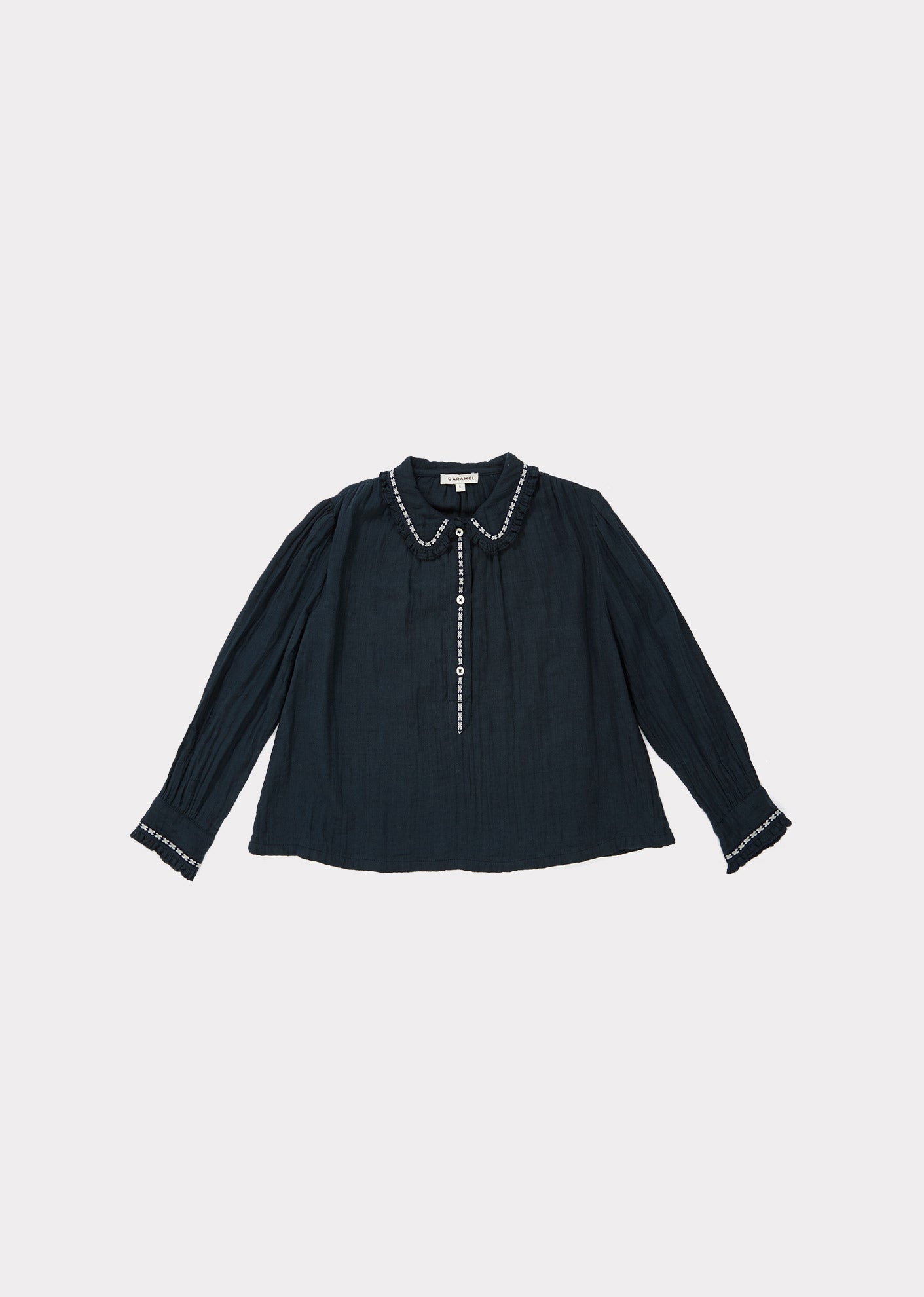 Girls Dark Blue Cotton Shirt