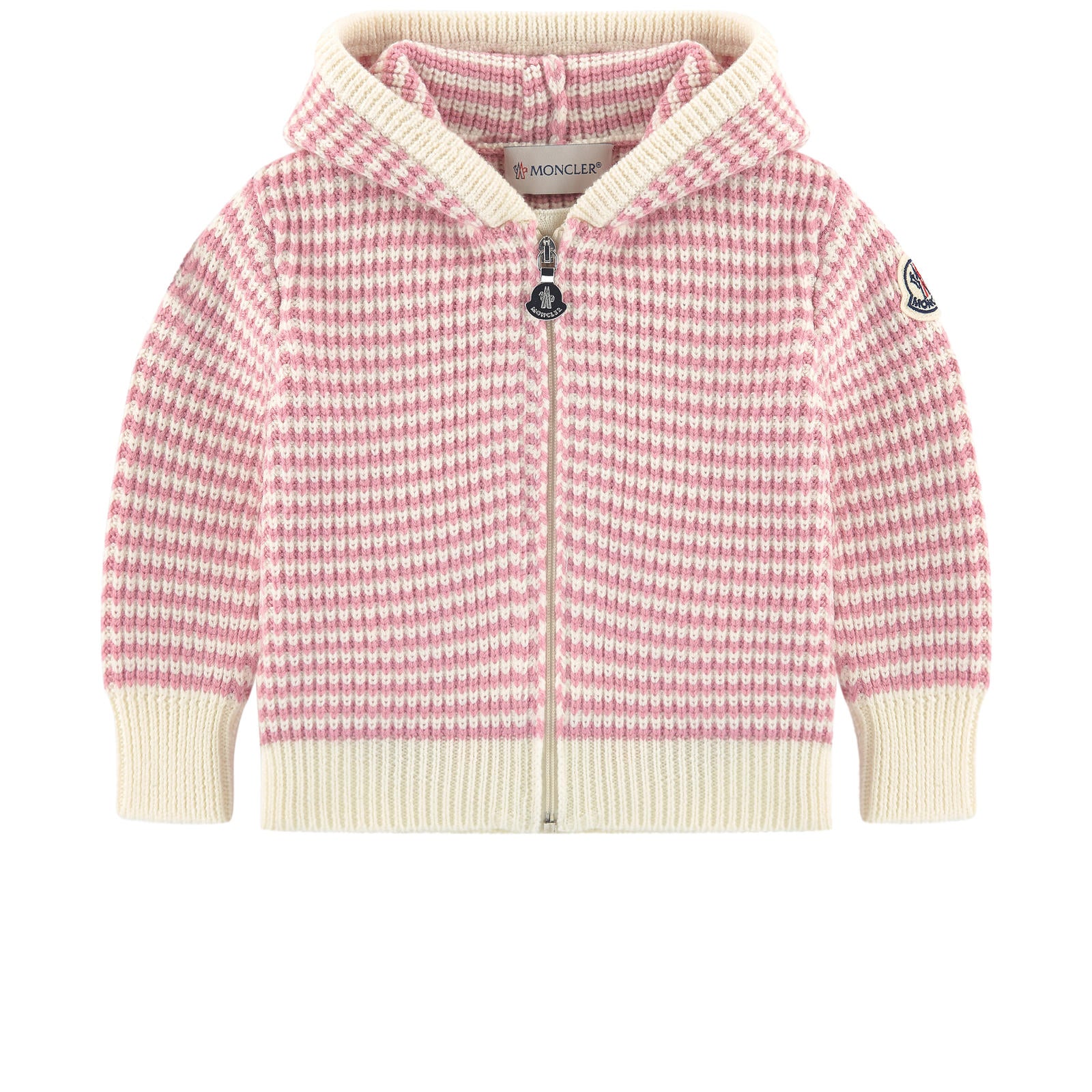 Baby Girls Pink Striped Virgin Wool Cardigan