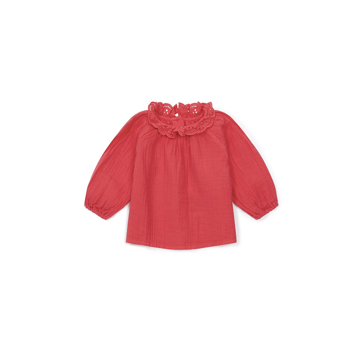 Baby Girls Red Emboidered Cotton Blouse