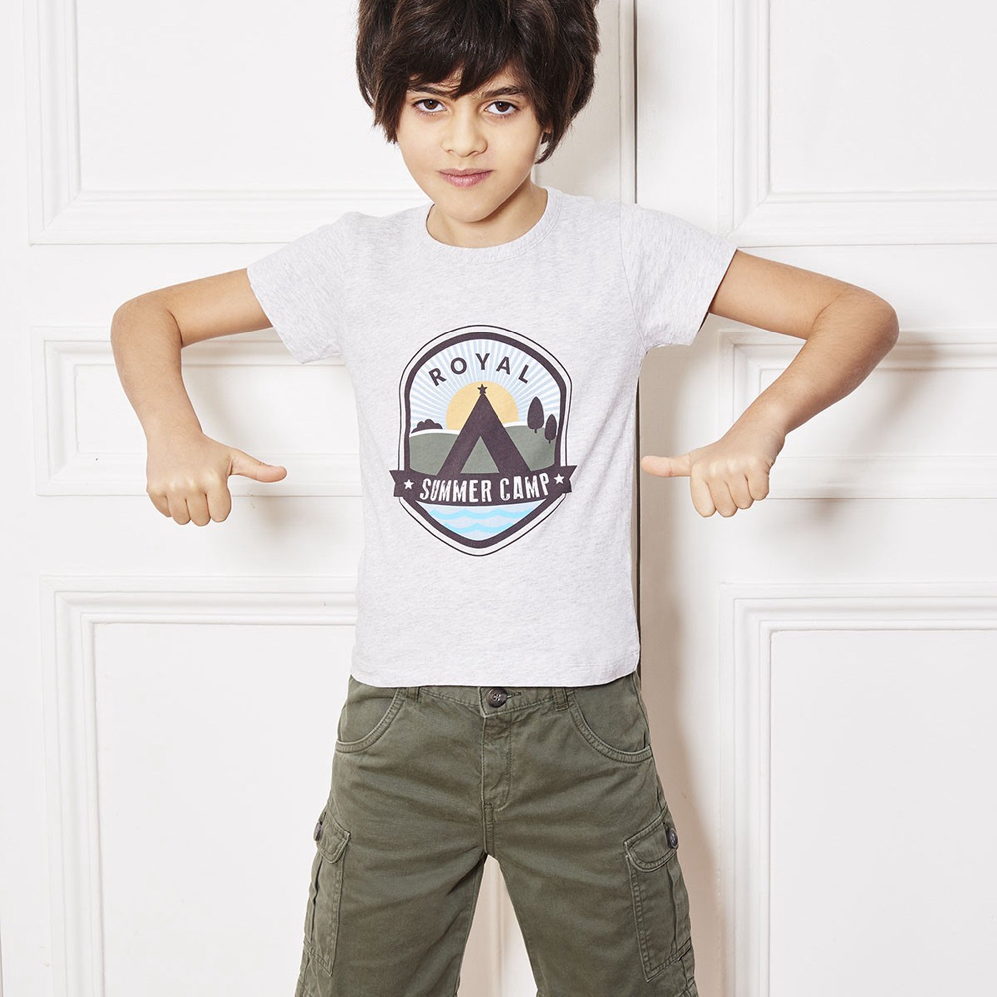Boys Grey Cotton T-shirt