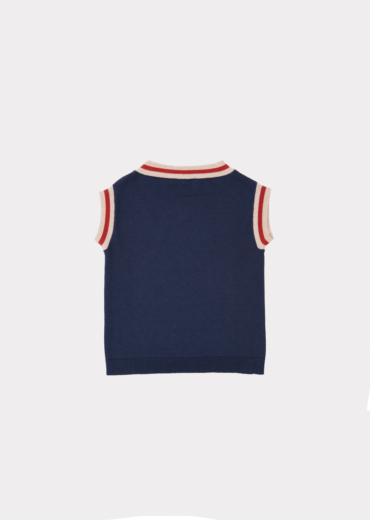 Girls Navy Knit Cotton Vest