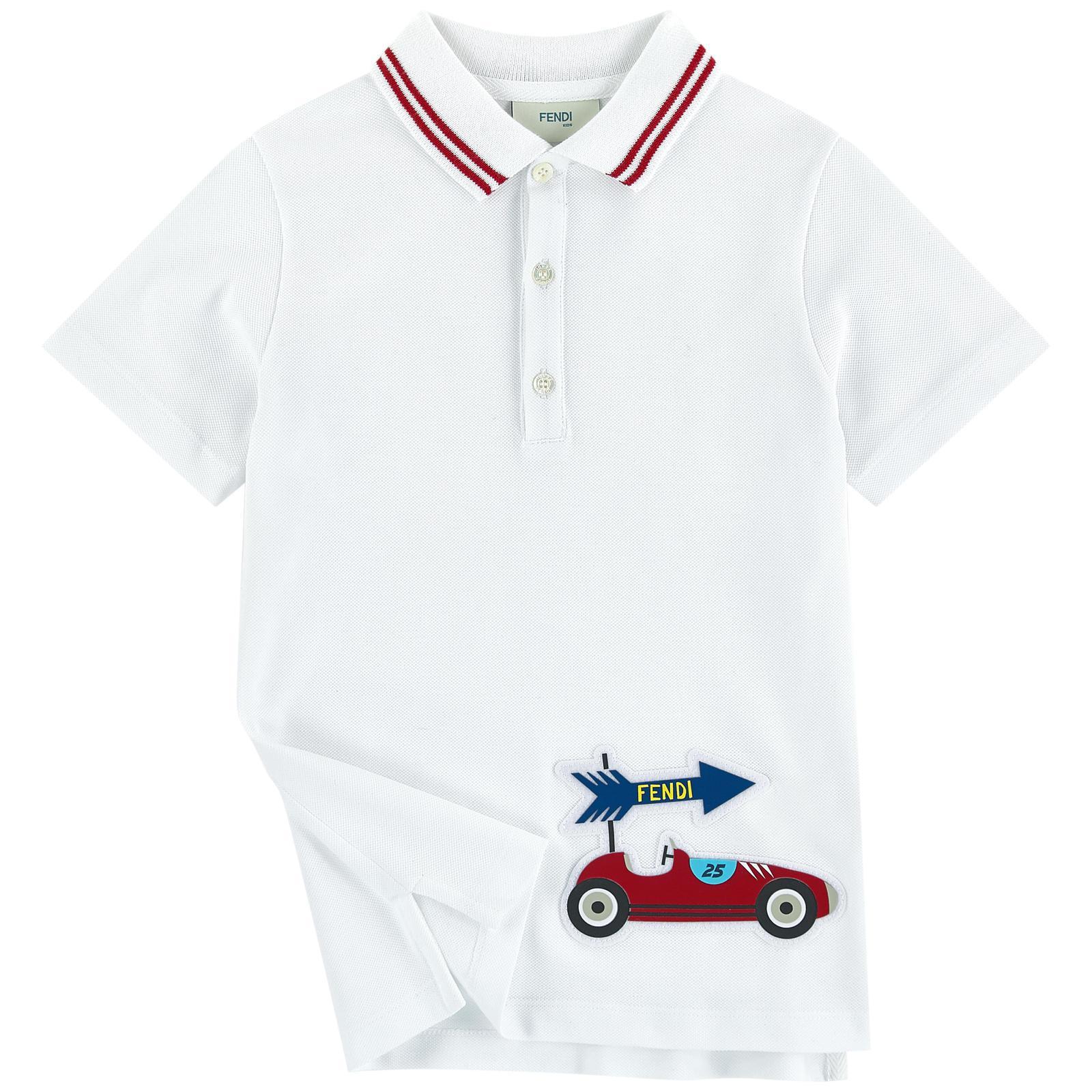 Boys White Cotton Polo Shirt