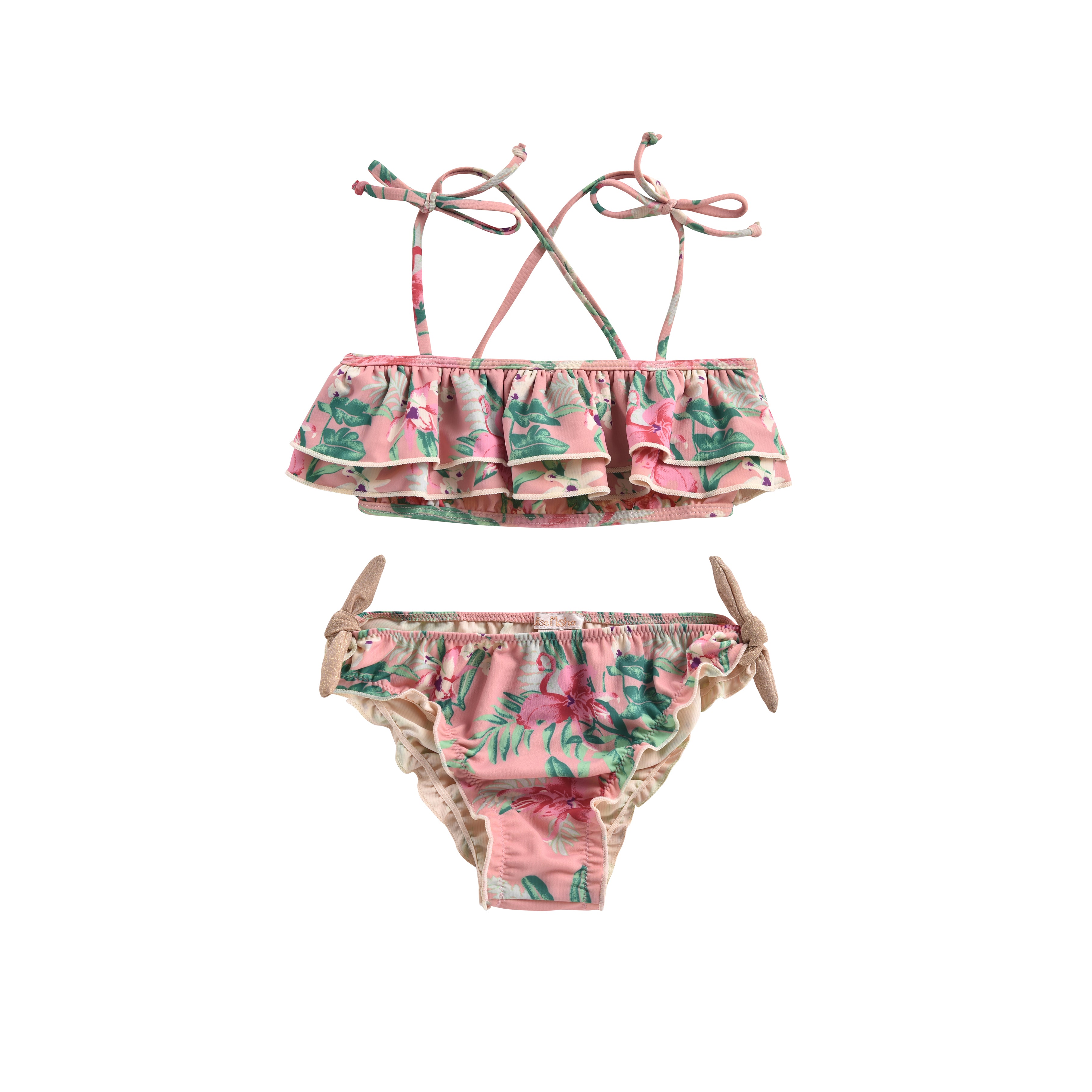 Girls Pink Flamingo Swimsuit