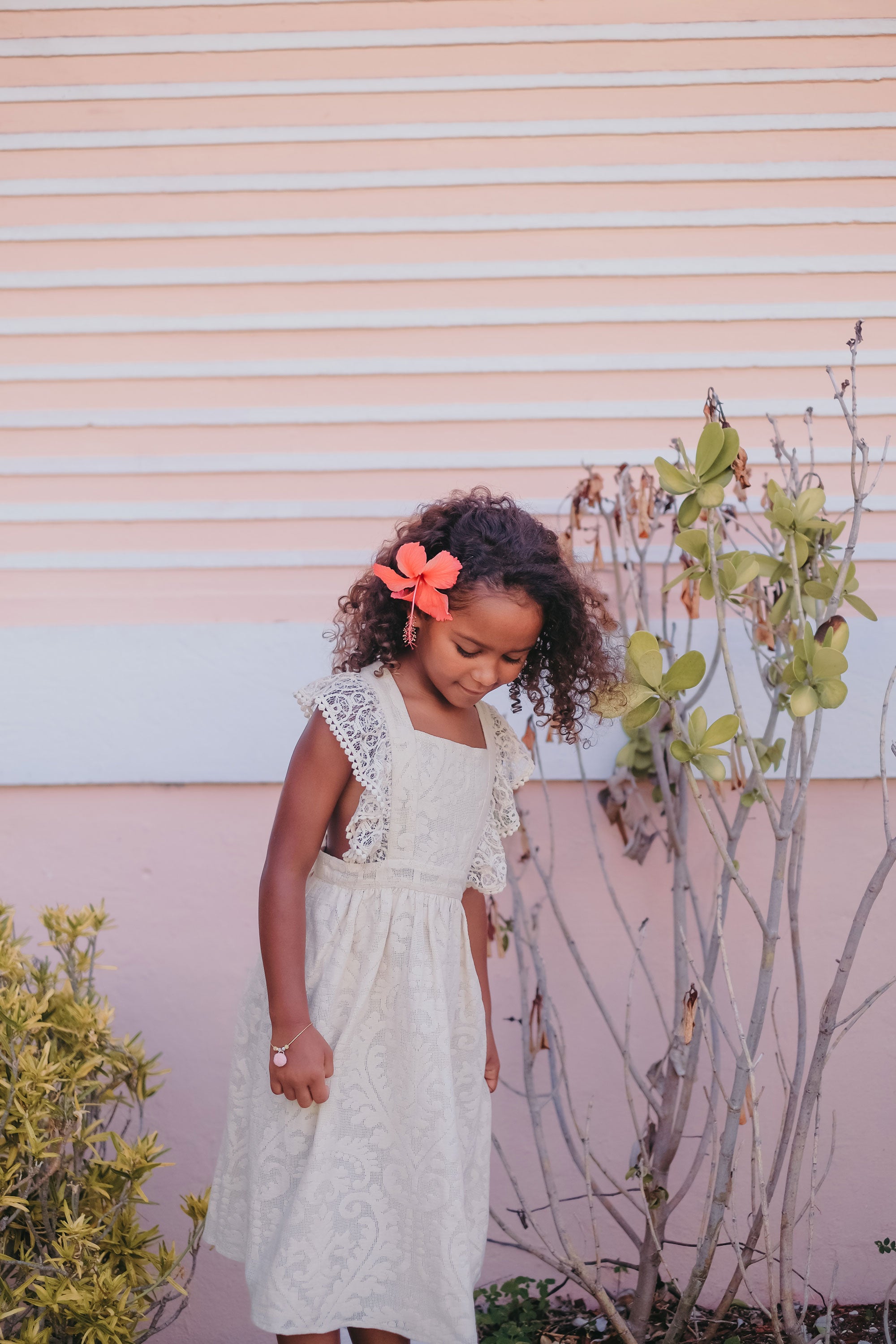 Girls Cream Baroque Lace Dress