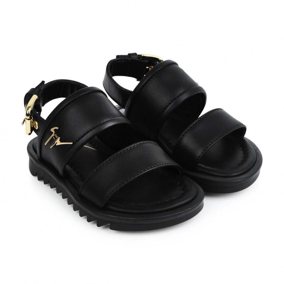 Baby Black Calf Leather Sandal