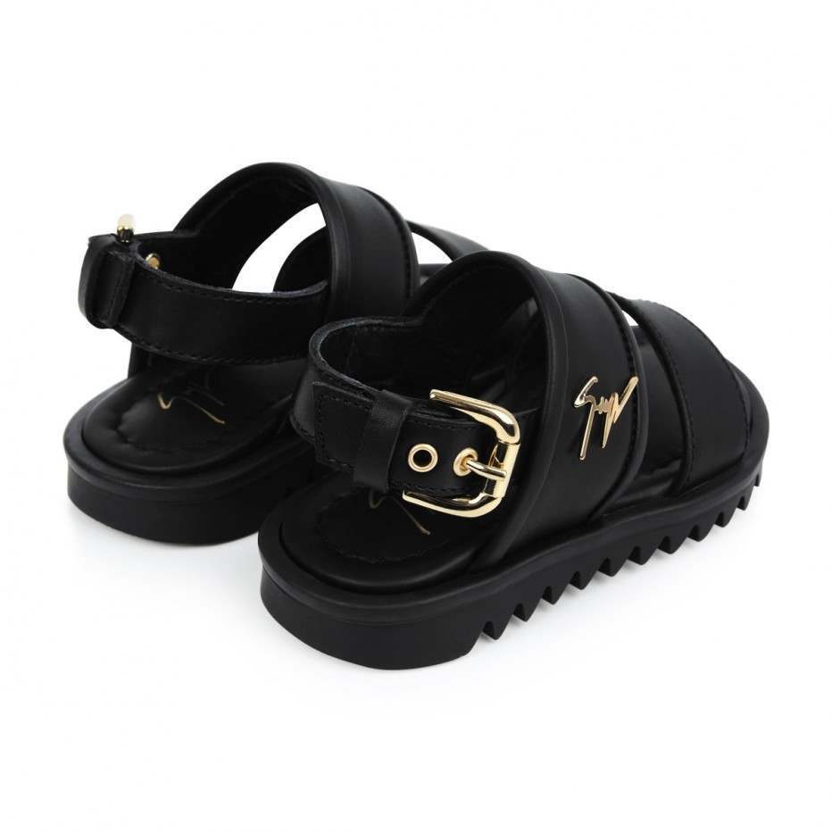 Baby Black Calf Leather Sandal