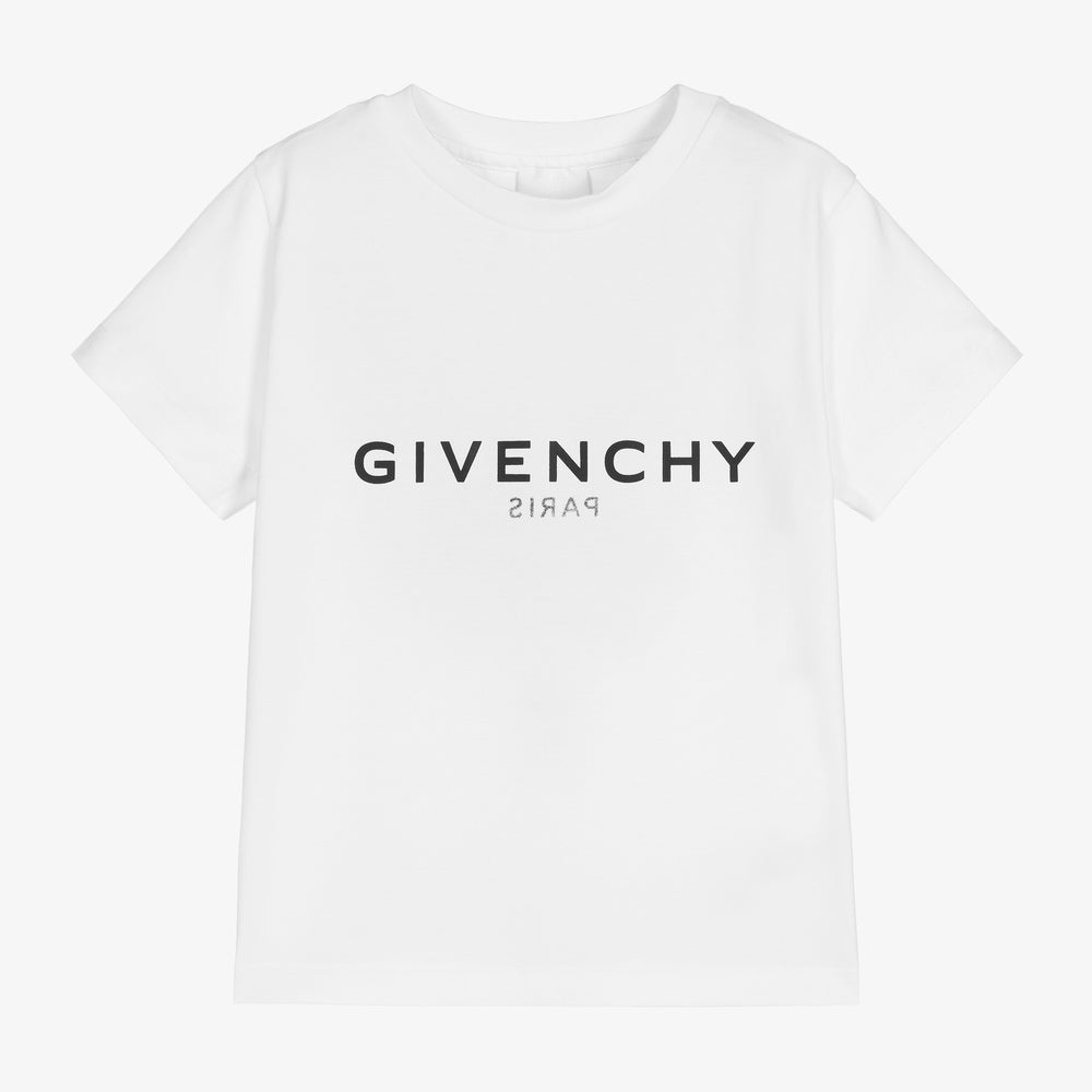 Boys White Logo Cotton T-Shirt