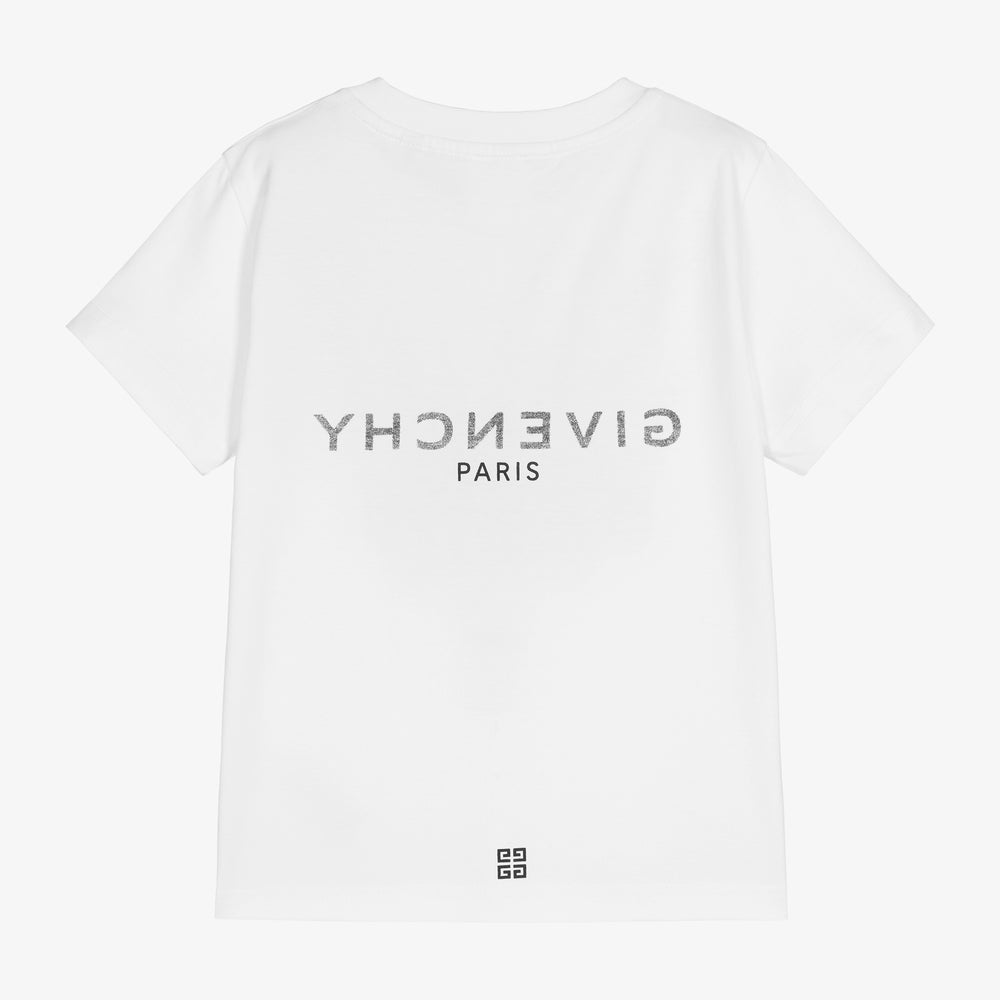 Boys White Logo Cotton T-Shirt