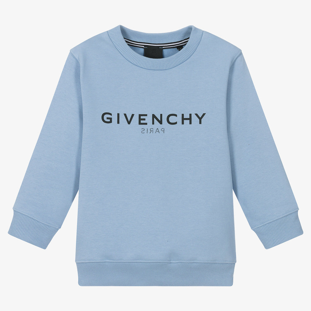 Boys Blue Logo Cotton Sweatshirt