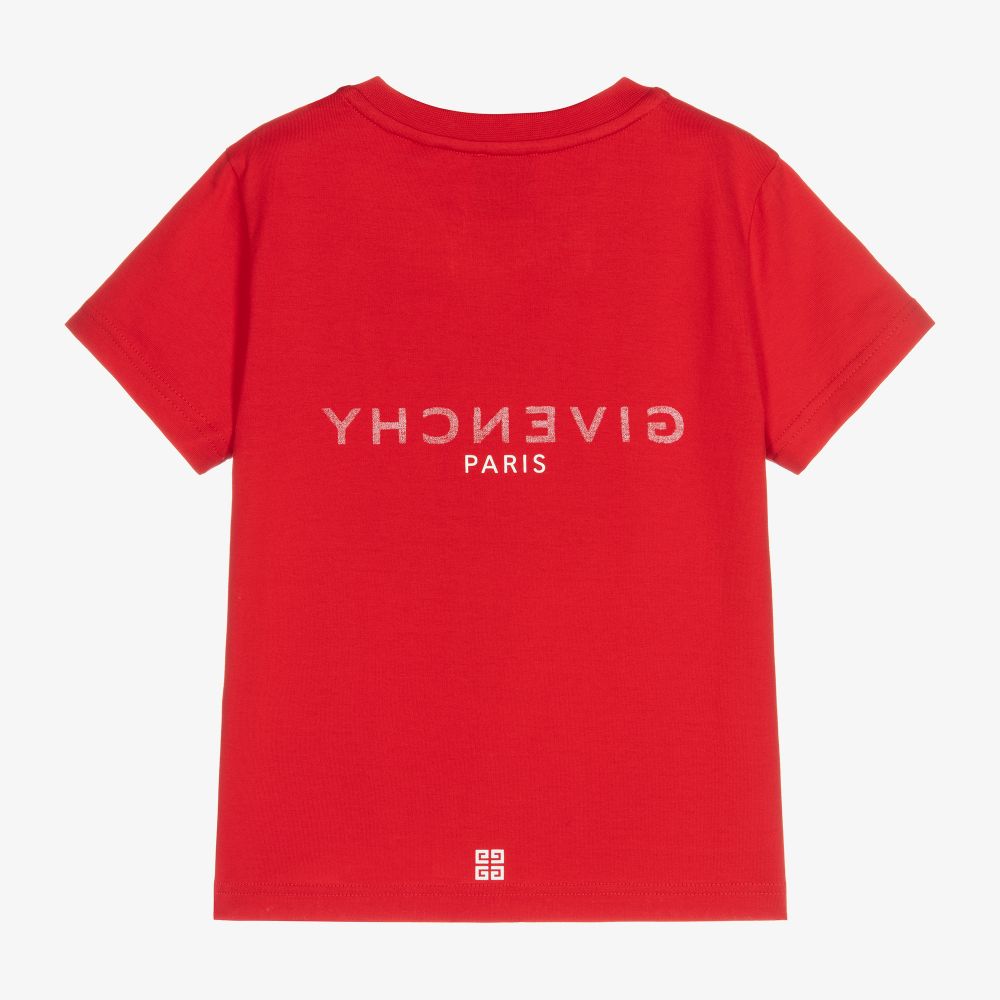 Boys Red Logo Cotton T-Shirt