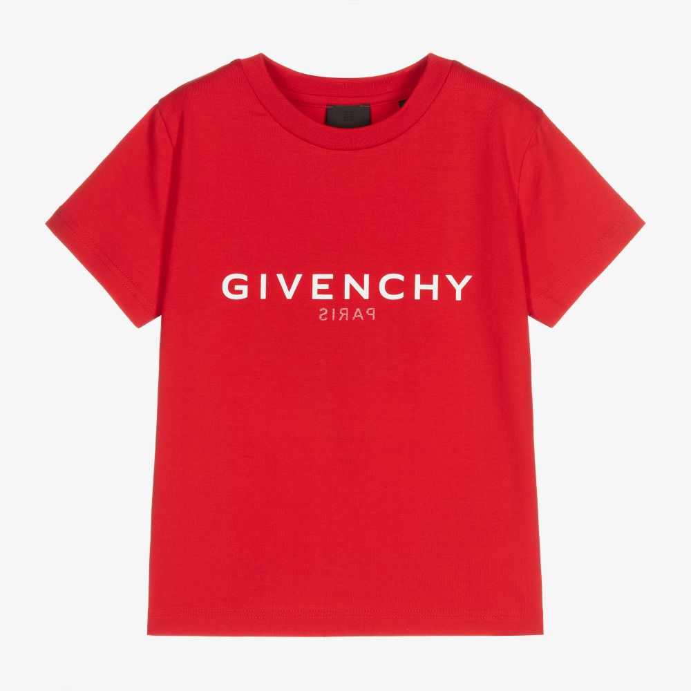 Boys Red Logo Cotton T-Shirt