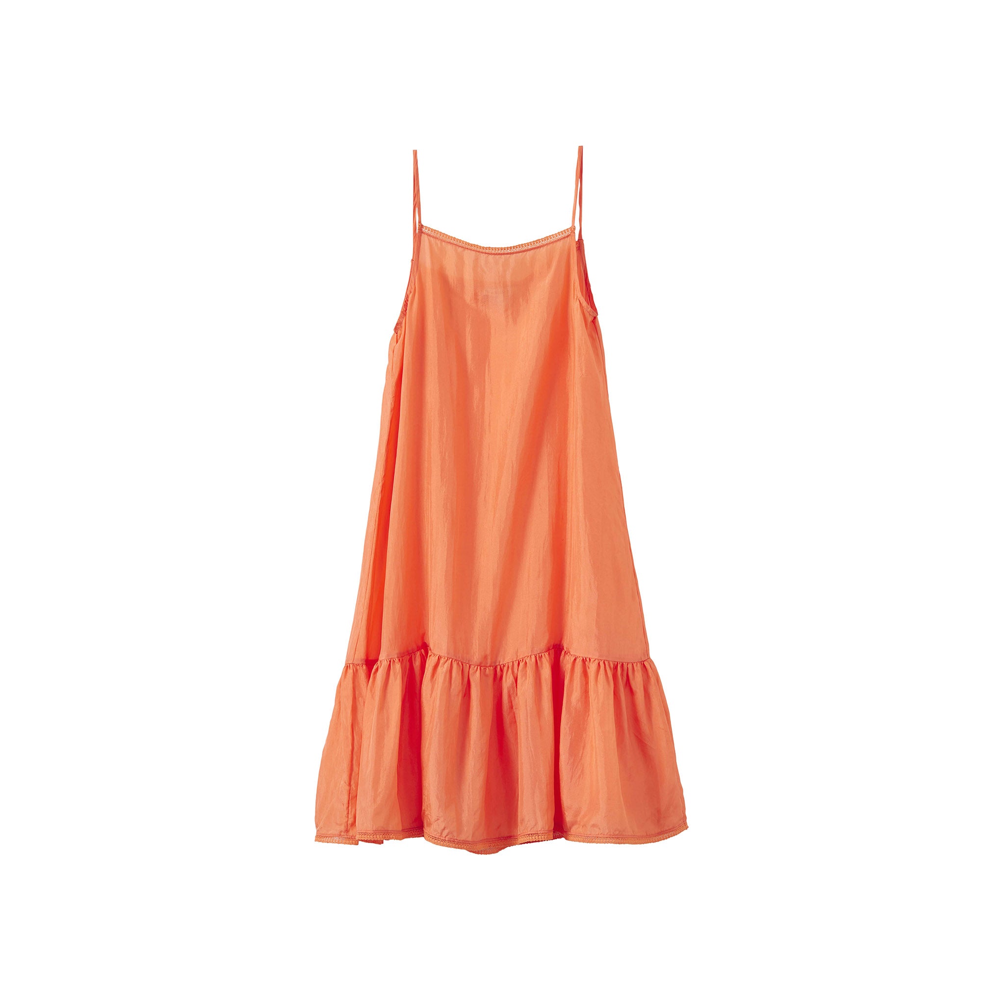 Girls Peach Pink Strap Silk Dress