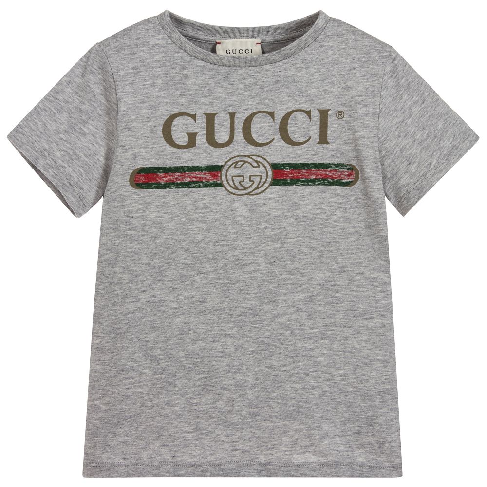 Boys Grey Logo Cotton T-shirt