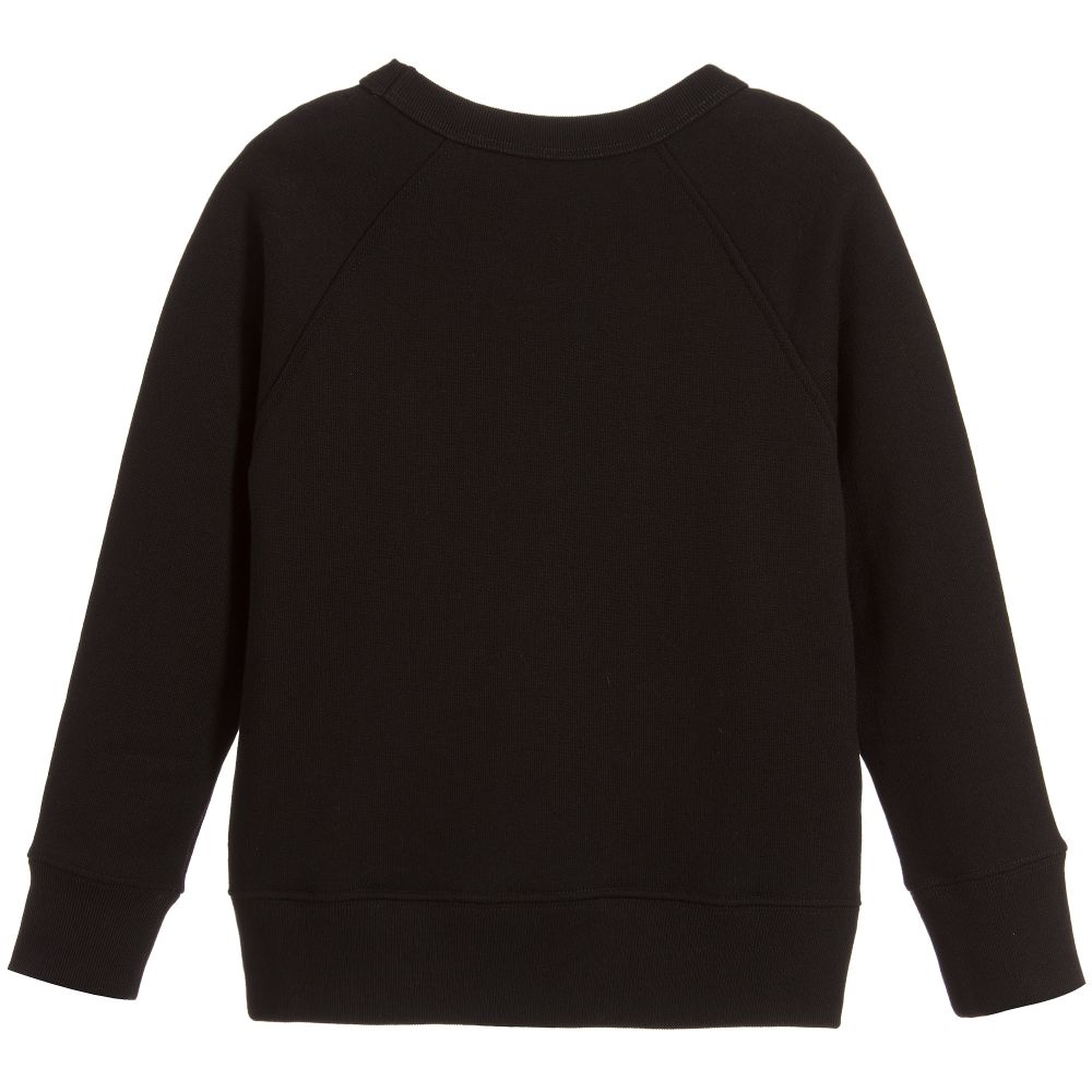 Boys & Girls Black Logo Cotton Sweatshirt
