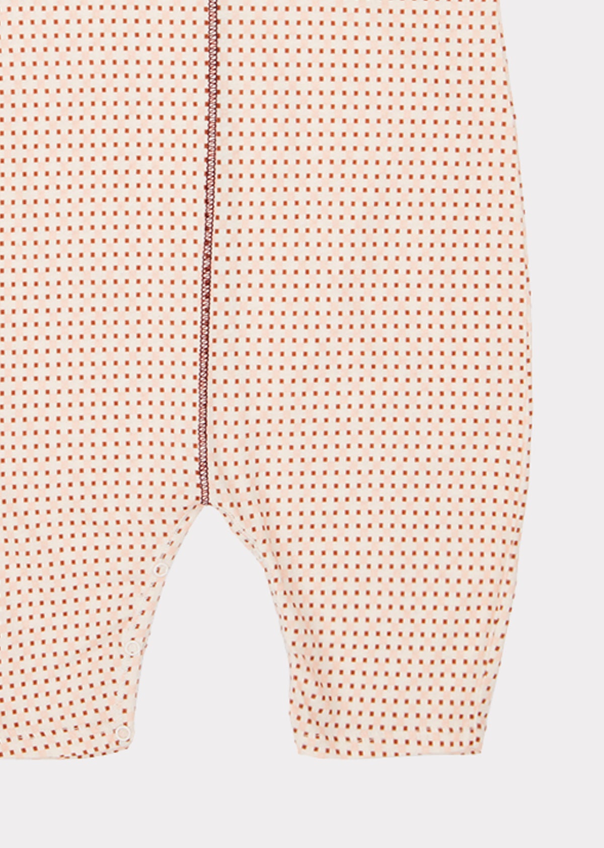 Grenouillère bébé fille en coton à carreaux rose clair