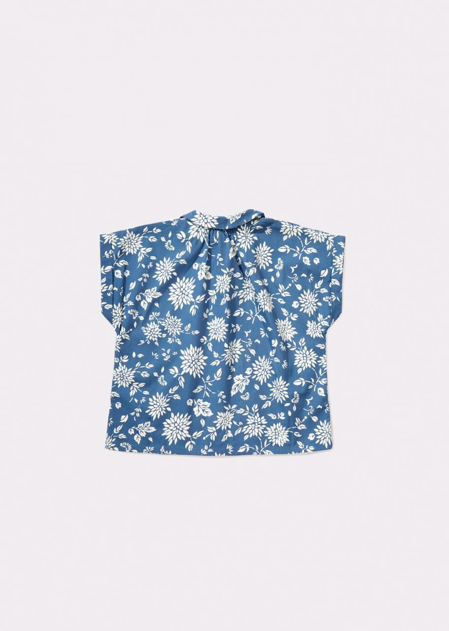 Boys & Girls Blue Flower Printed Shirt