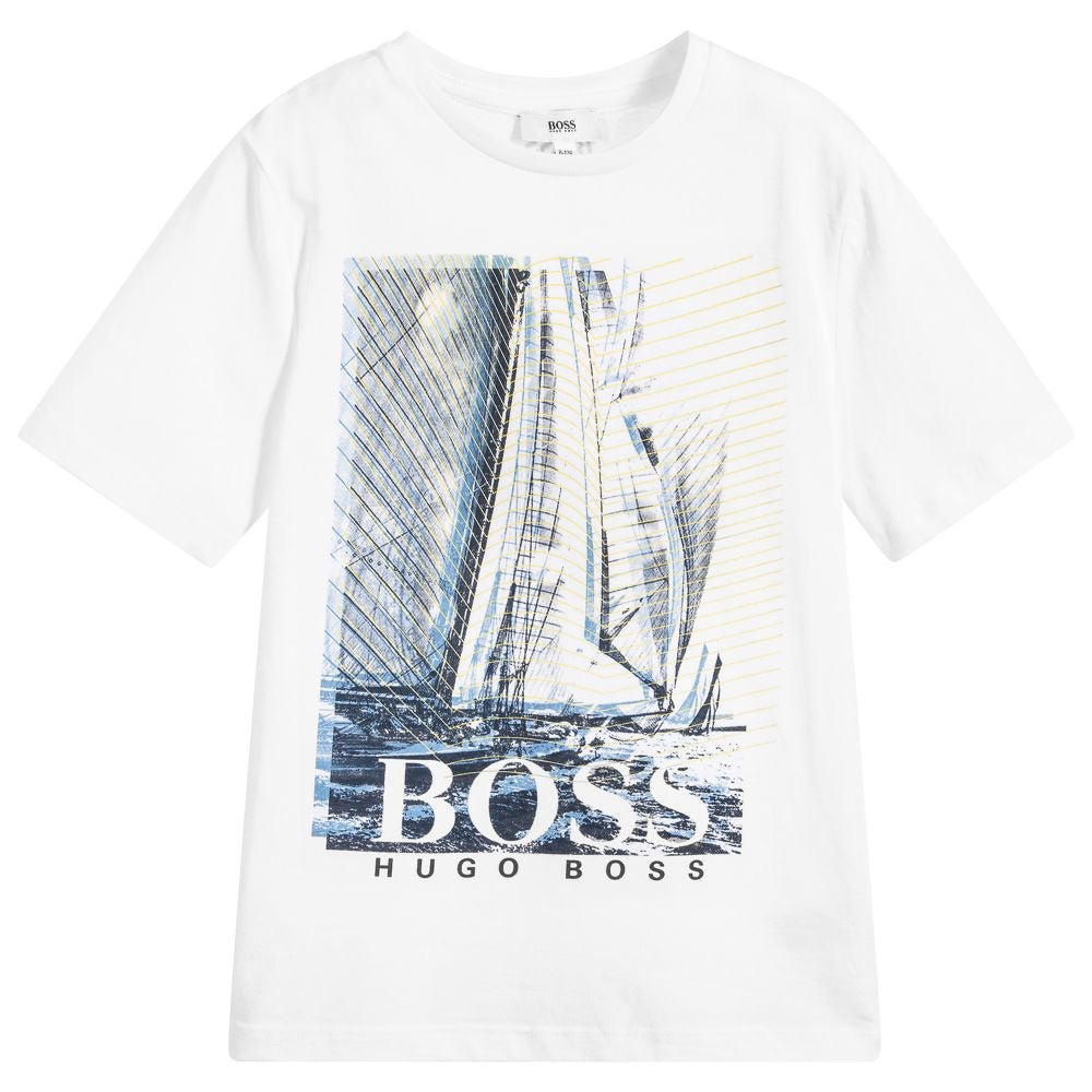 Boys White Cotton T-shirt