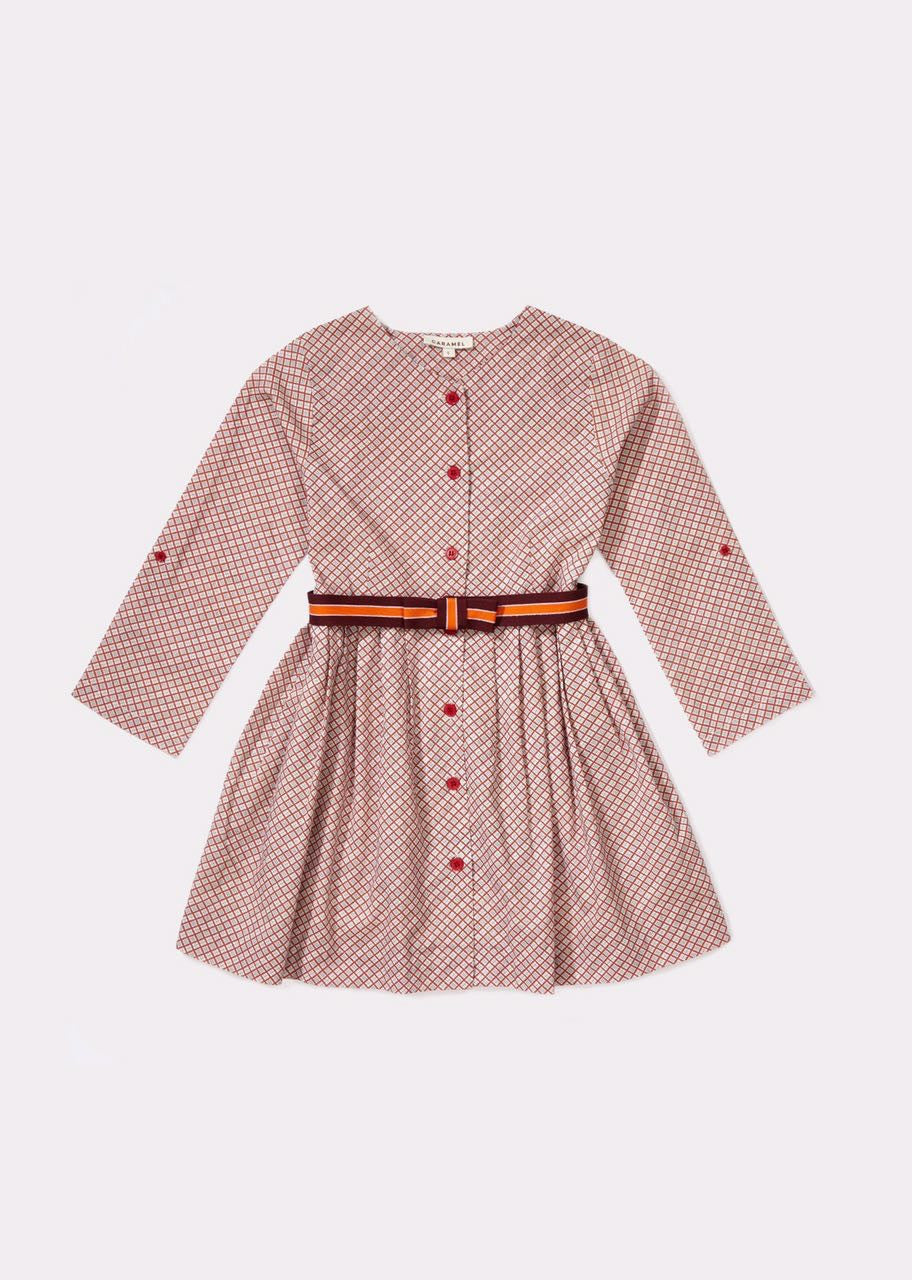 Girls Terracotta Checked Dress