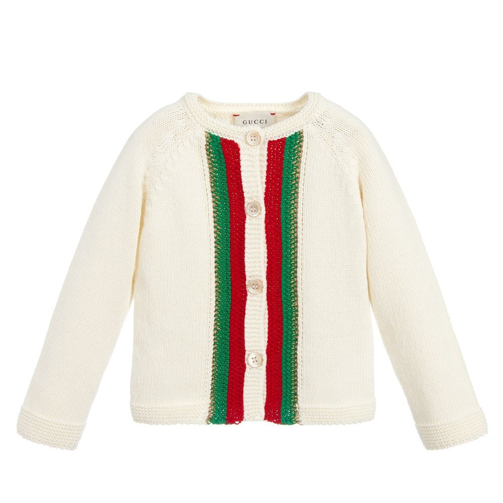 Baby Girls White & Green Cardigan