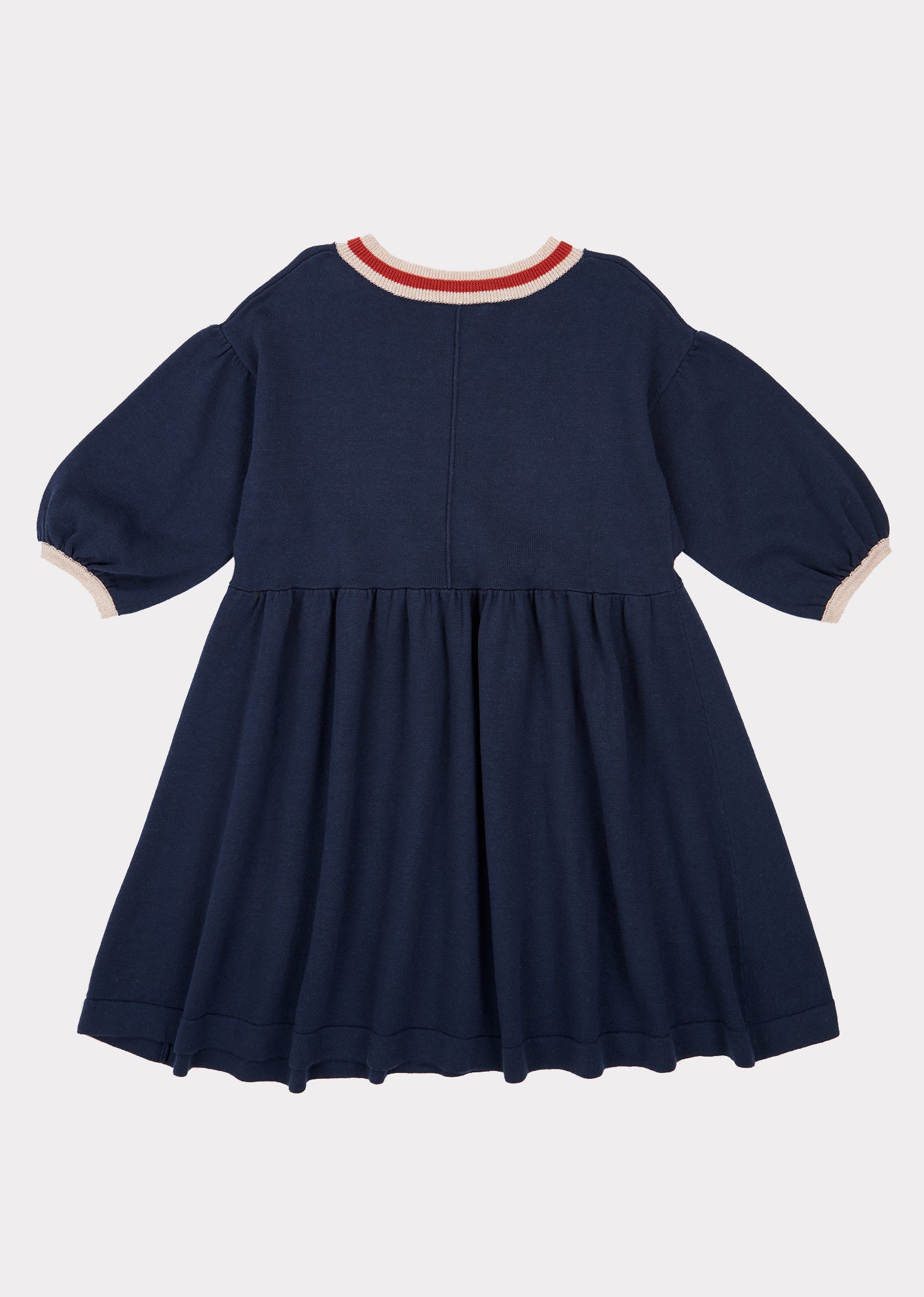 Girls Navy V-neck Cotton Dress