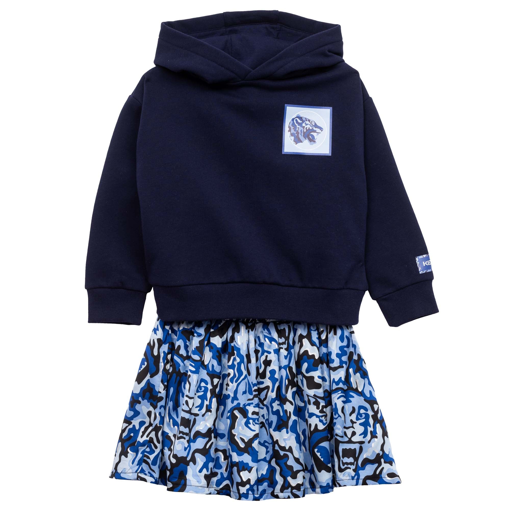 Girls Navy Hooded Dress
