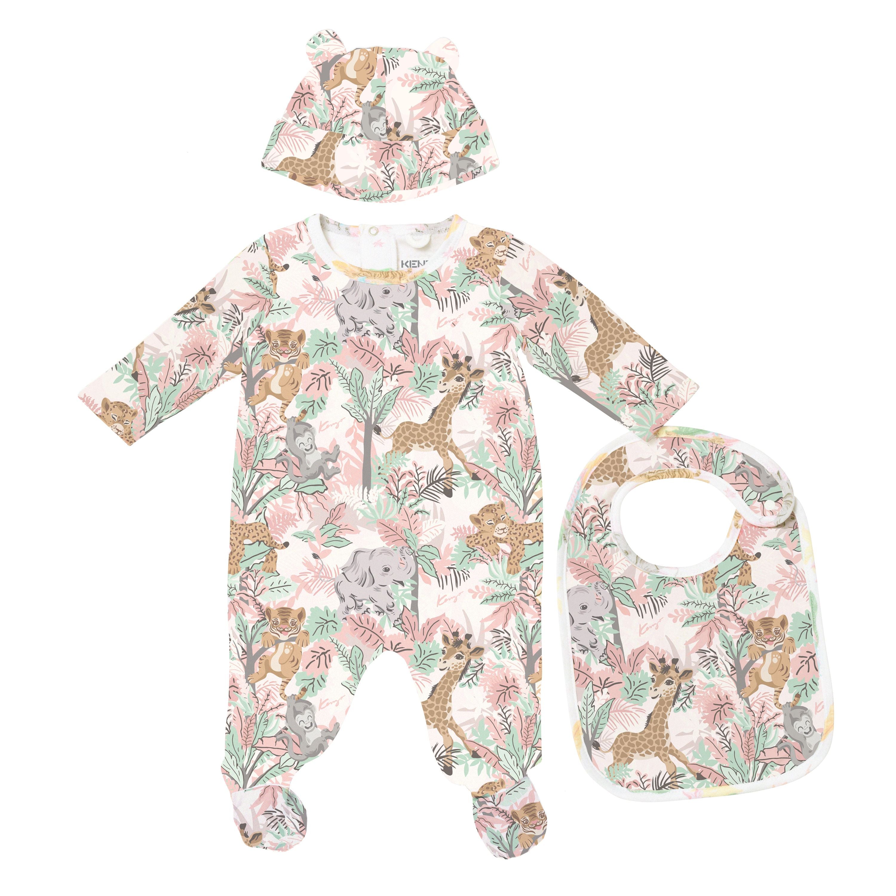 Baby Girls Pink Printed Babysuit Set