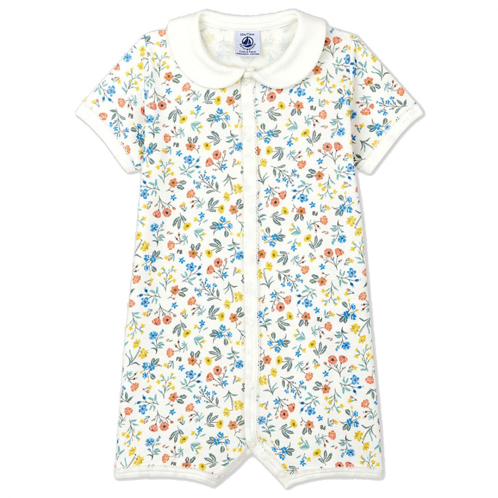 Baby Girls White Cotton Babysuit