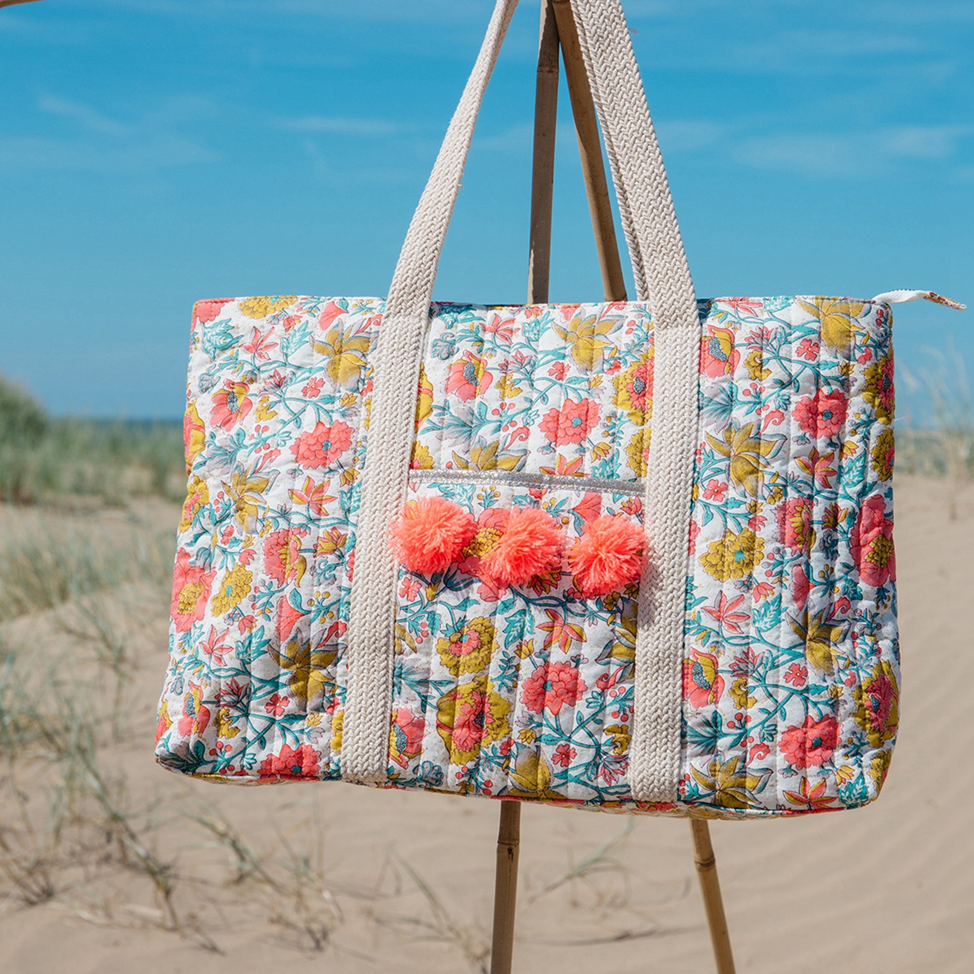 Girls Multi Flowers Cotton Bag