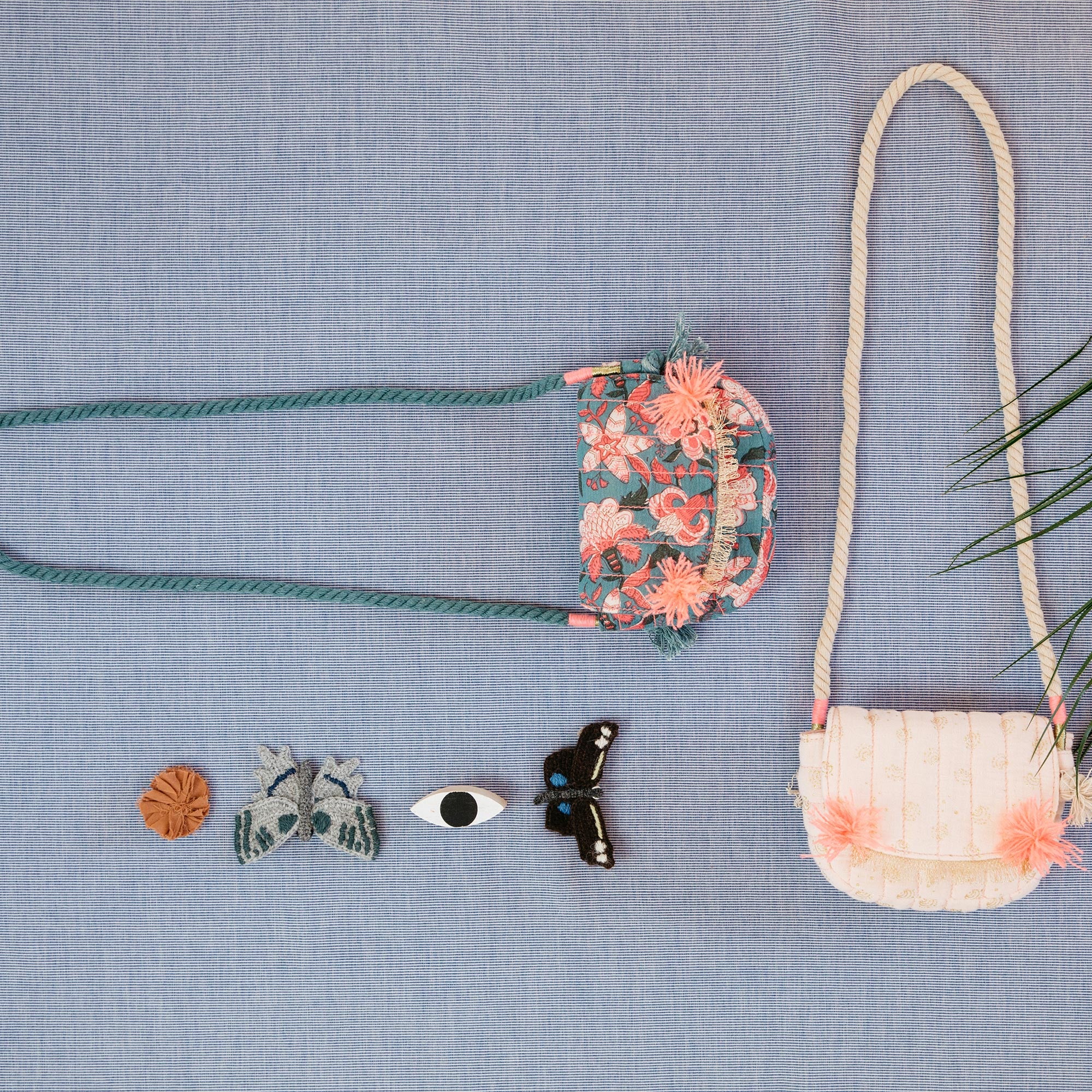 Girls Blue Flower Cotton Bag