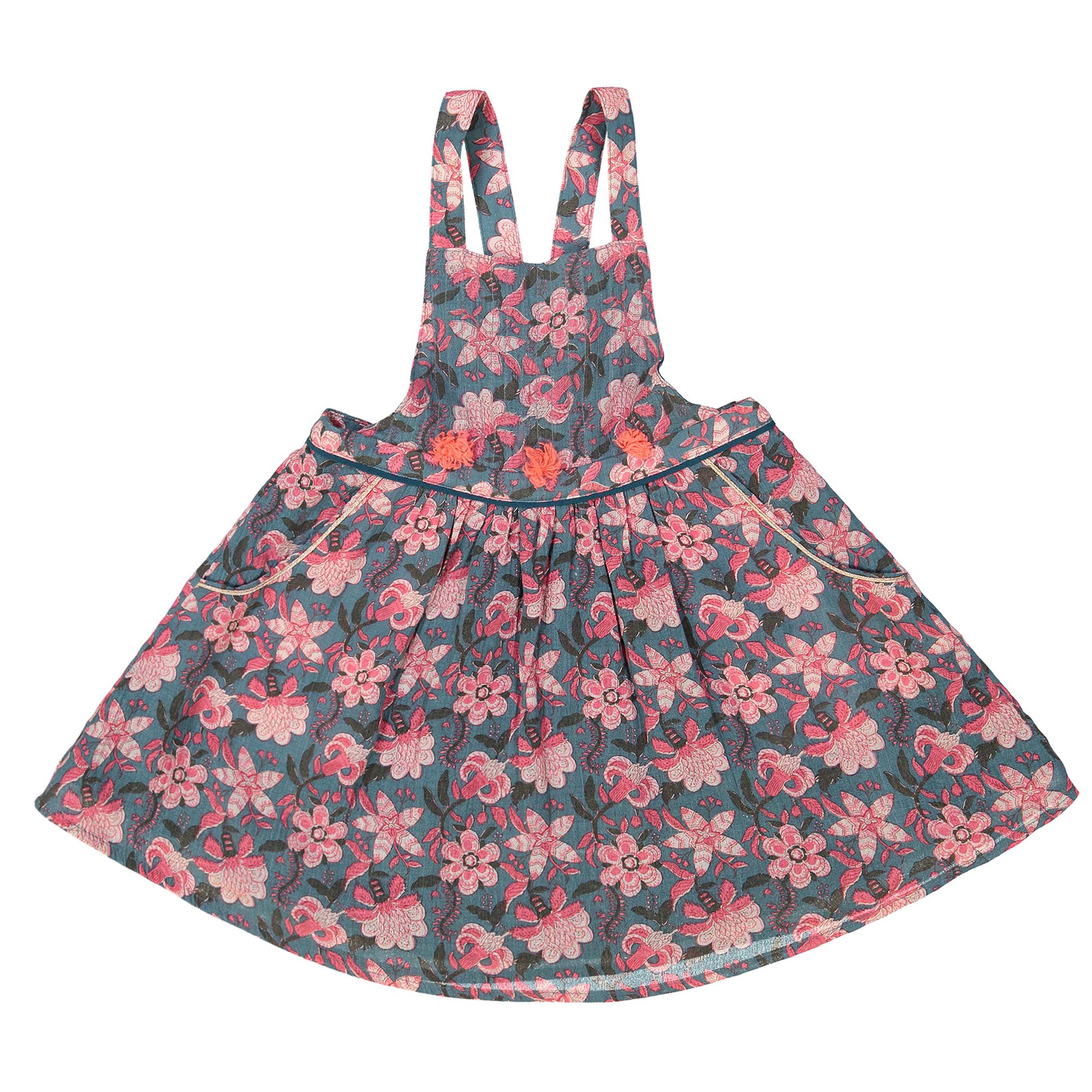 Girls Blue Flower Cotton Dresse