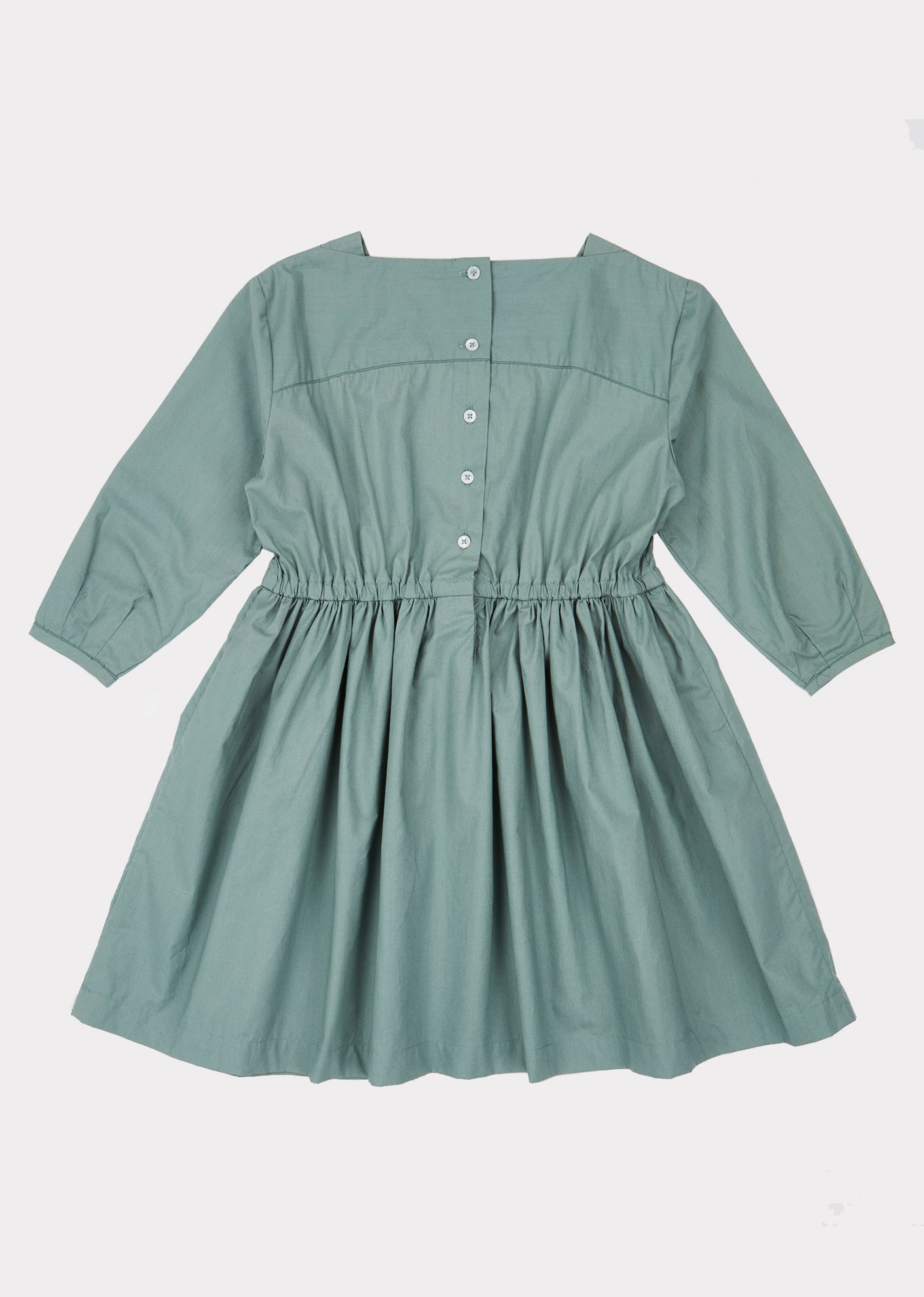 Girls Cyan Waist Cotton Dress