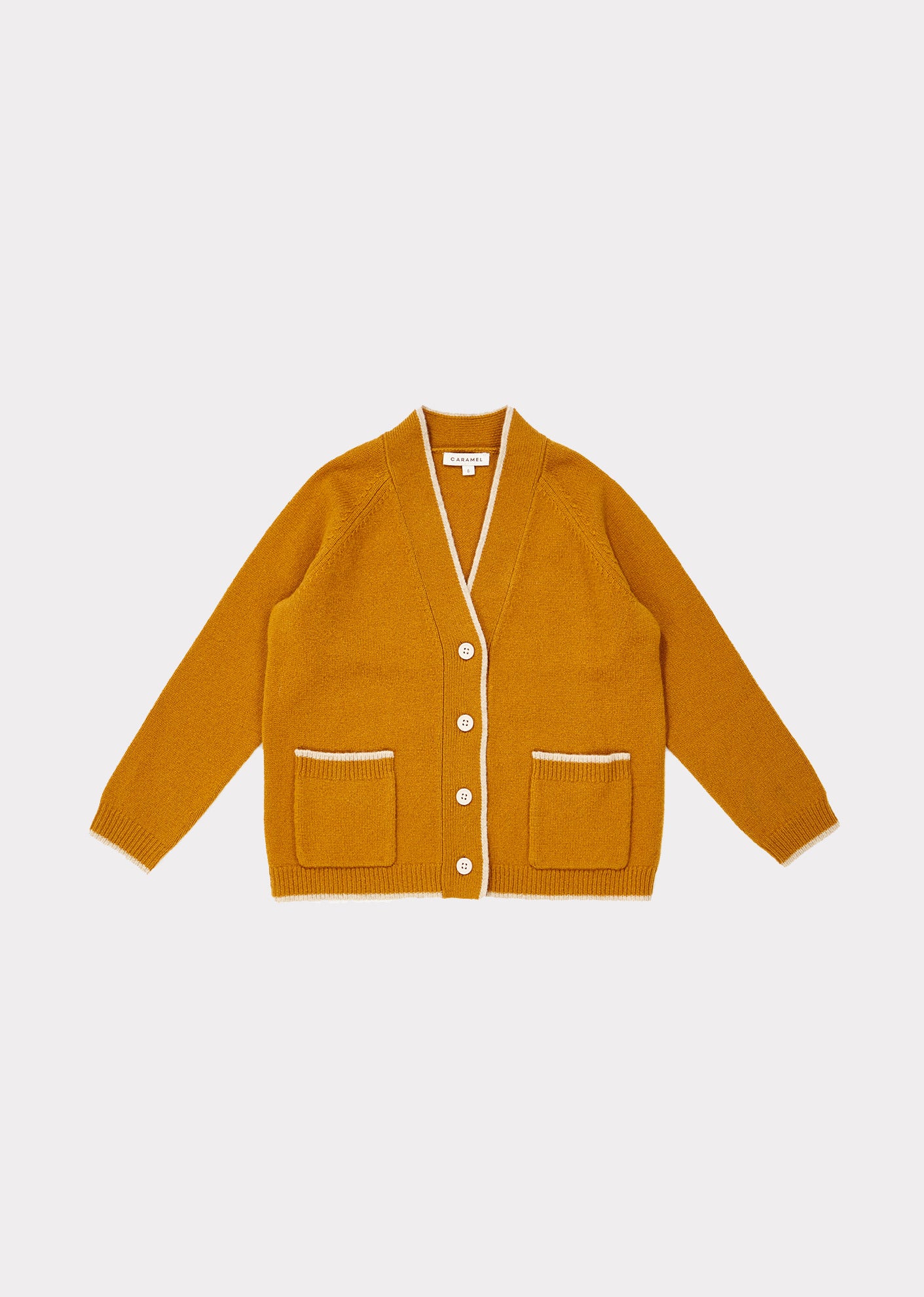 Girls Yellow V-neck Wool Cardigan