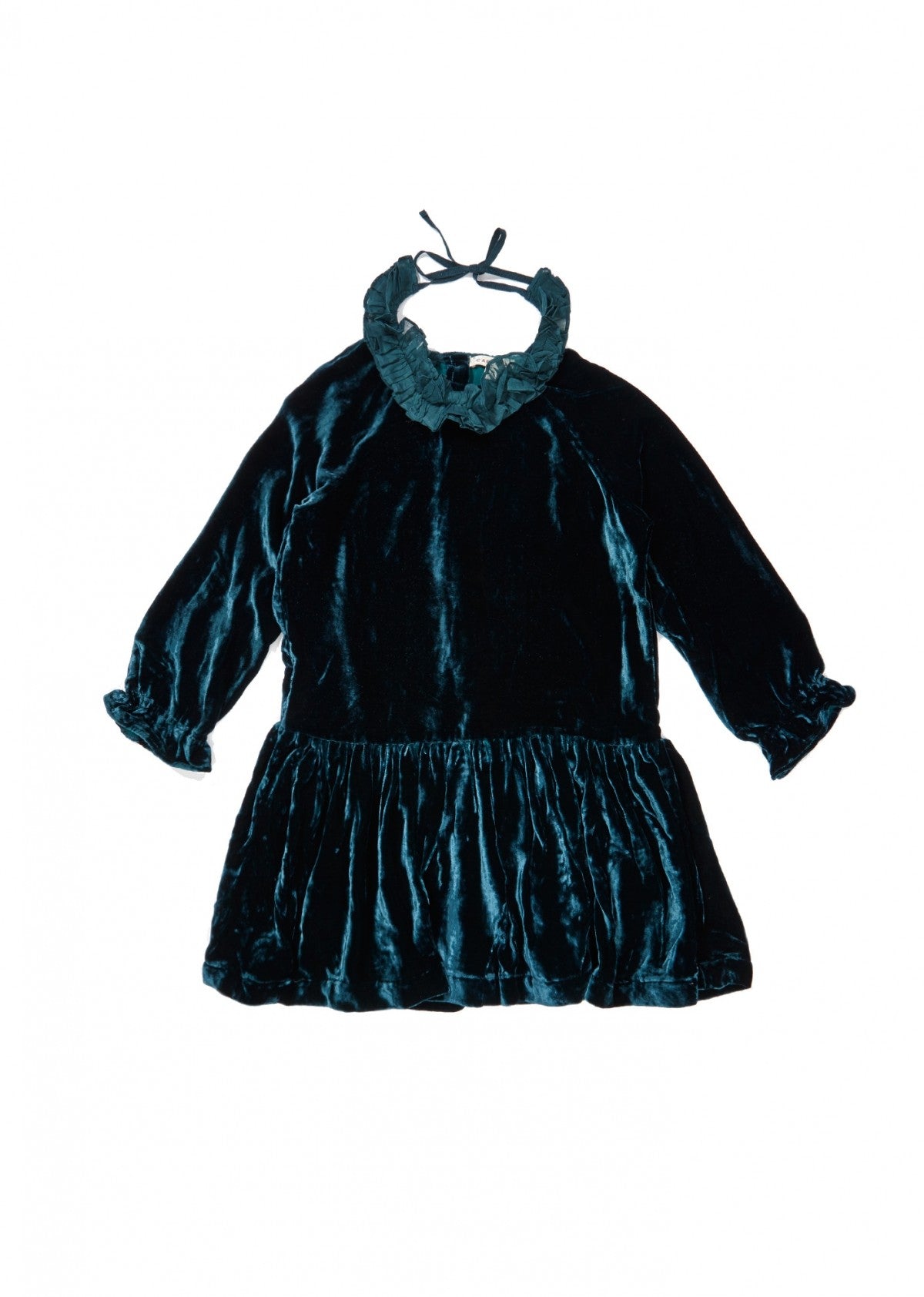 Girls Deep Teal Velvet Dress