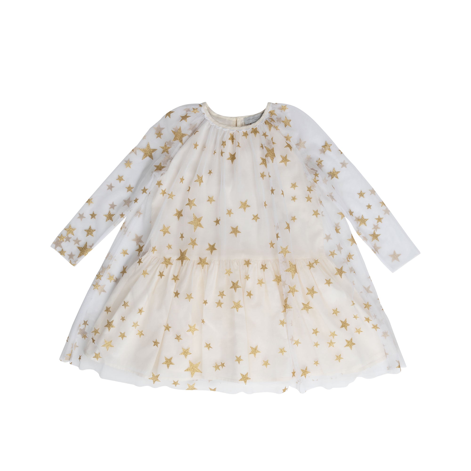 Girls Cream Gold Stars Tulle Dress