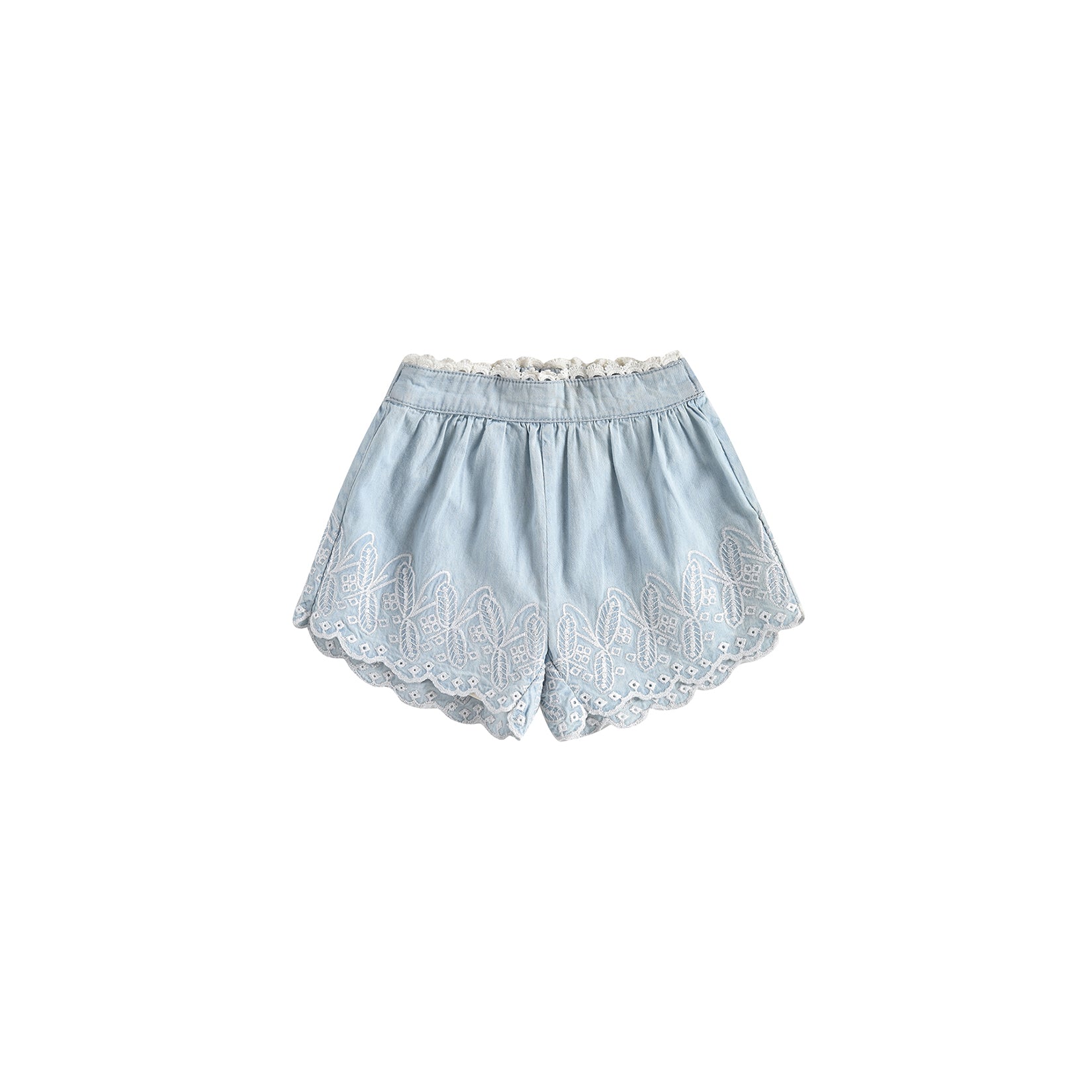 Girls Light Blue Chambray Shorts
