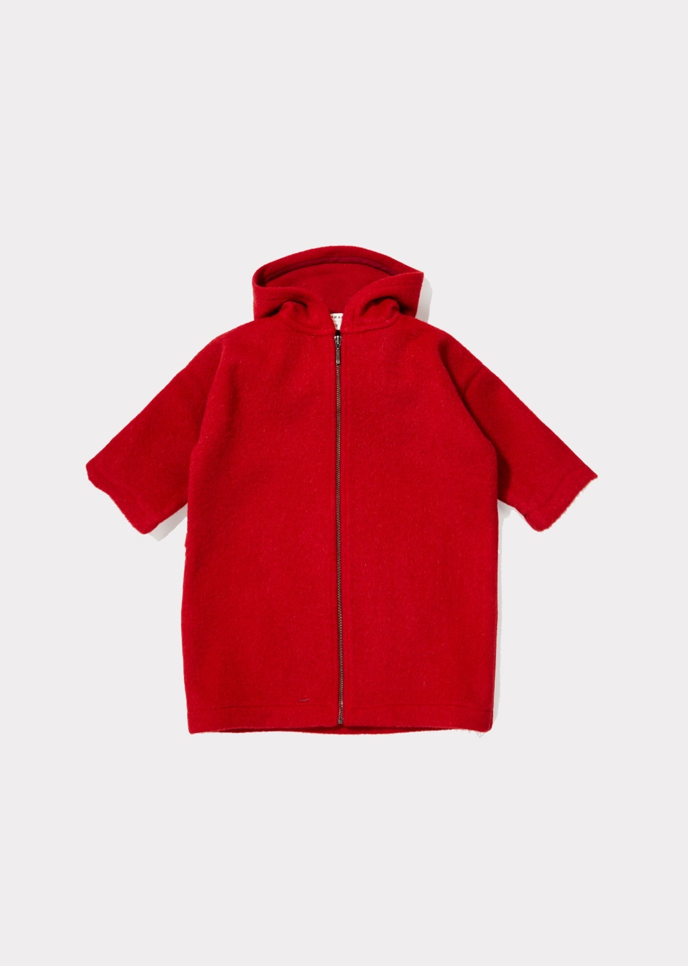 Girls Fluffy Red Wool Coat