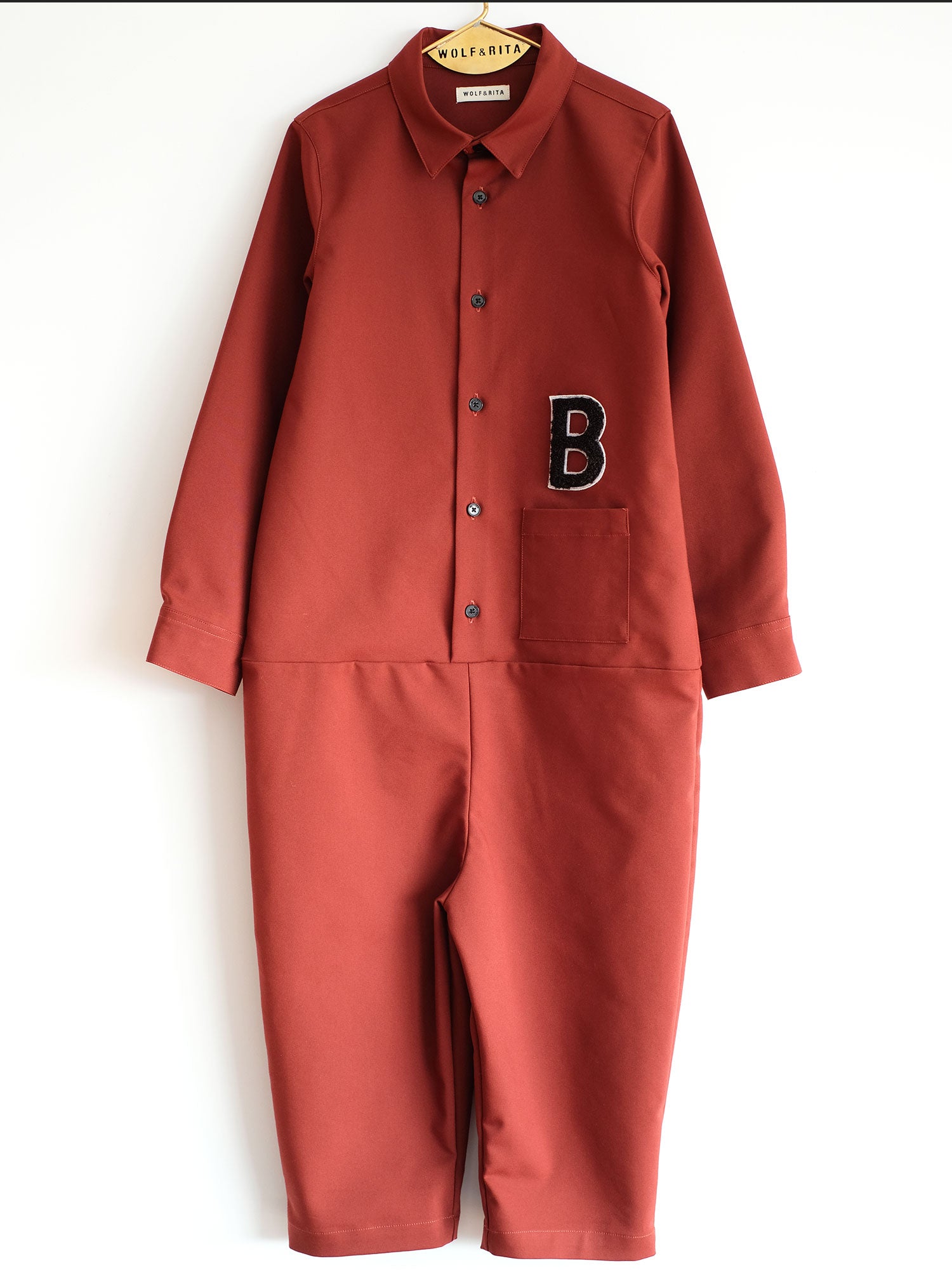 Boys & Girls Brick Red Cotton Jumpsuit