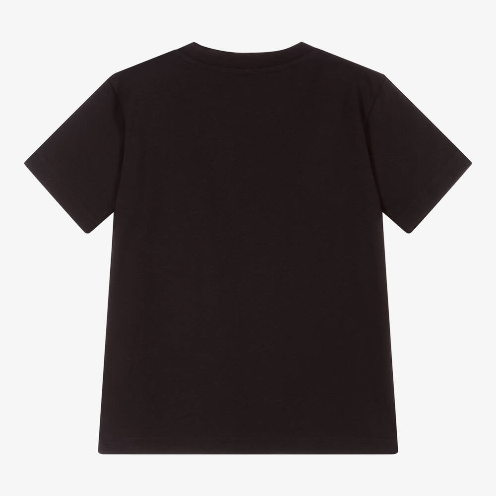Boys & Girls Black Logo Cotton T-Shirt