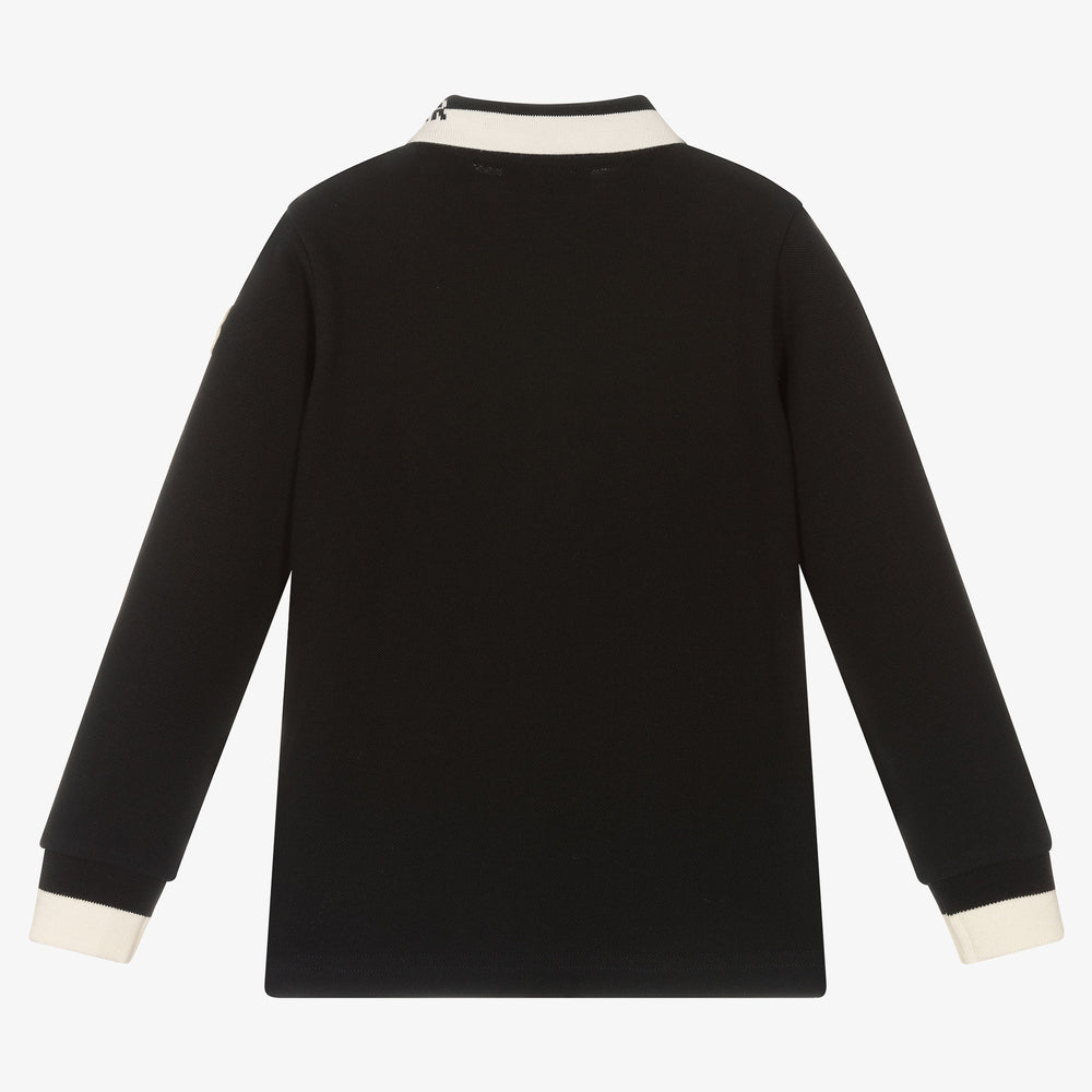 Boys Black Cotton Polo Shirt
