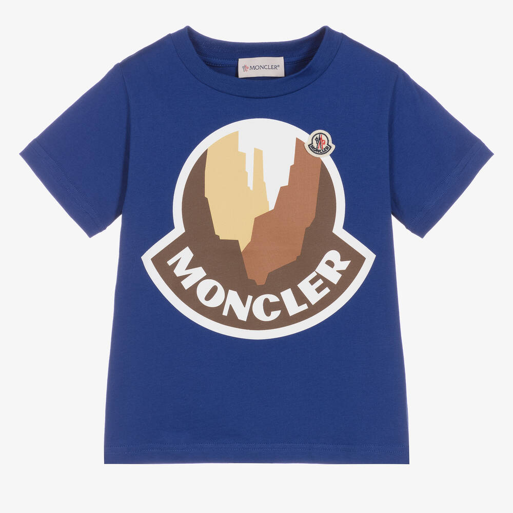 Boys Blue Printed Cotton T-Shirt