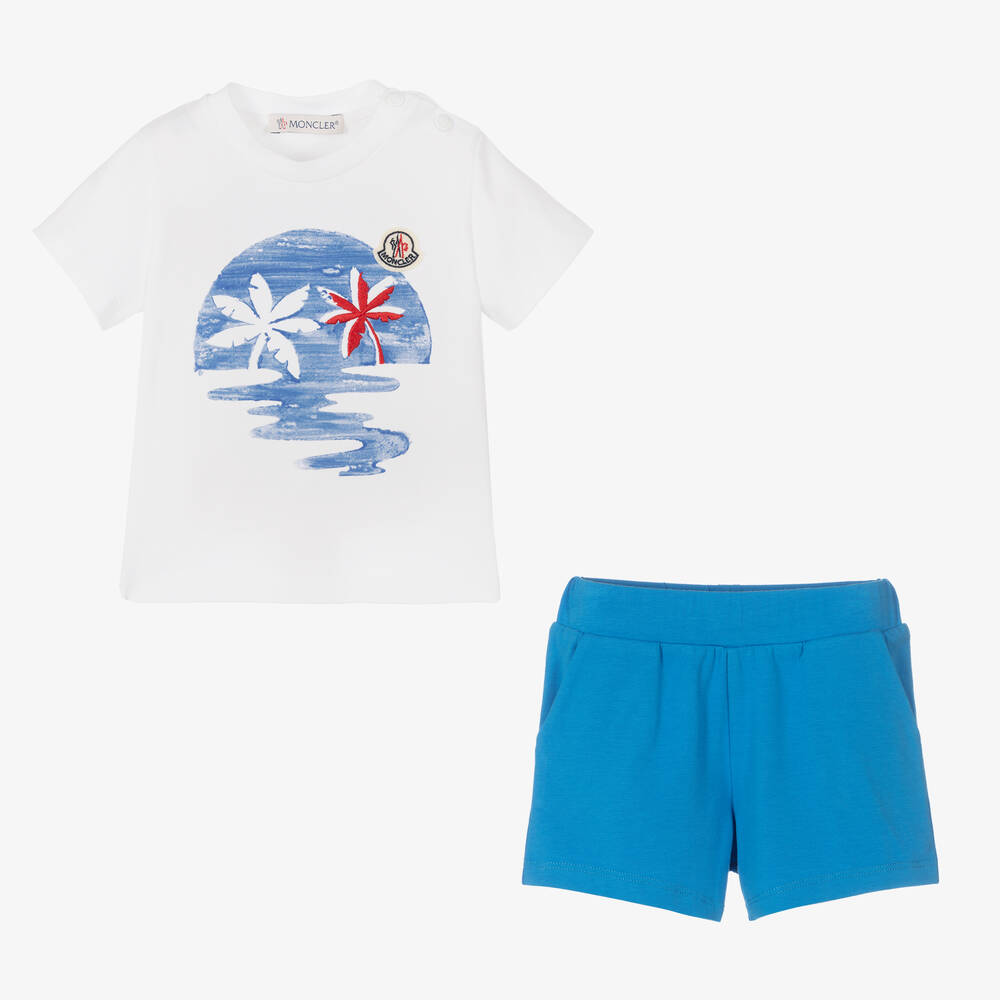 Baby Boys White Printed Cotton Set