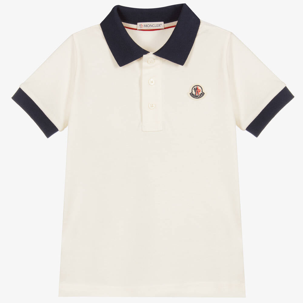 Boys White Cotton Polo Shirt