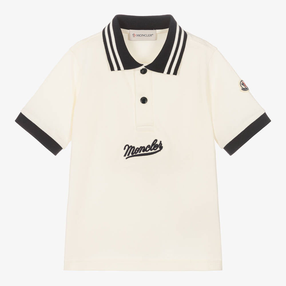 Boys White Cotton Polo Shirt