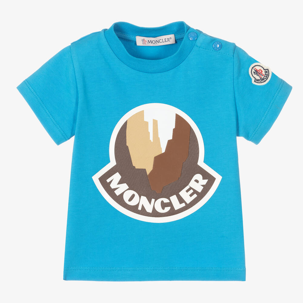 Baby Boys Blue Printed Cotton T-Shirt