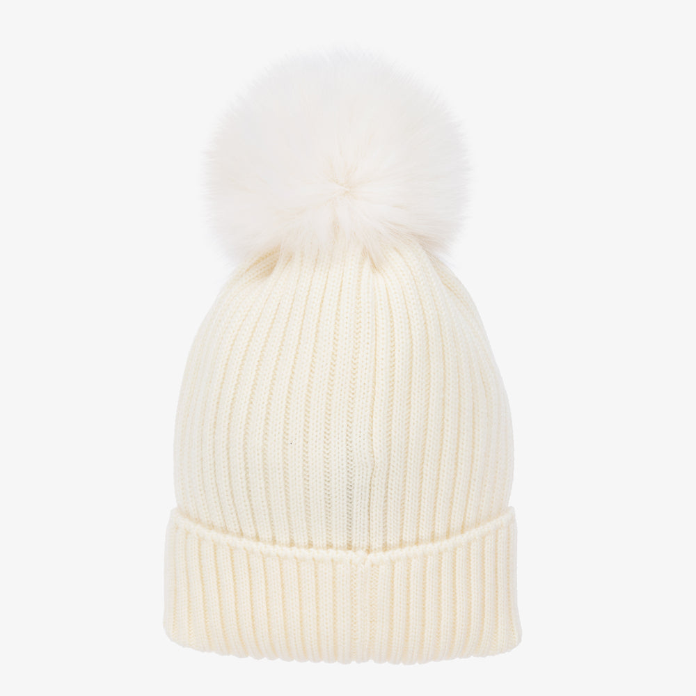 Boys & Girls White Wool Knit Hat