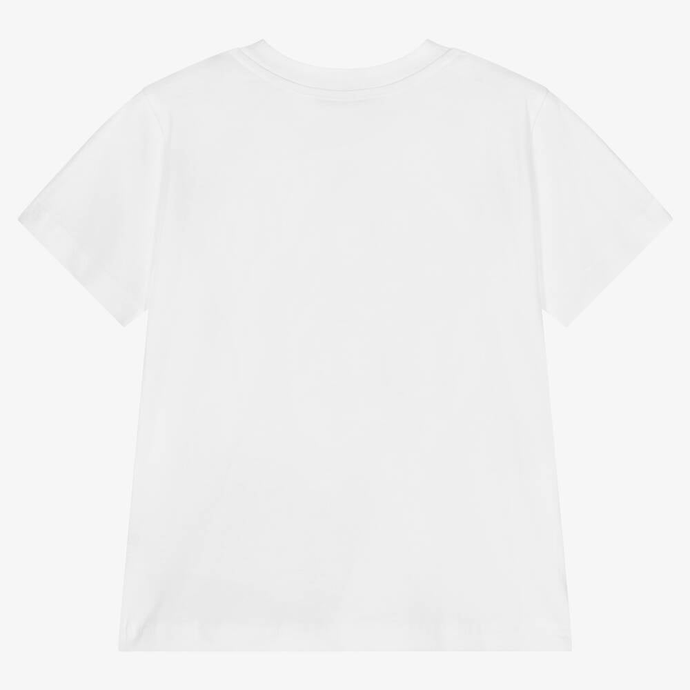Boys & Girls White Logo Cotton T-Shirt
