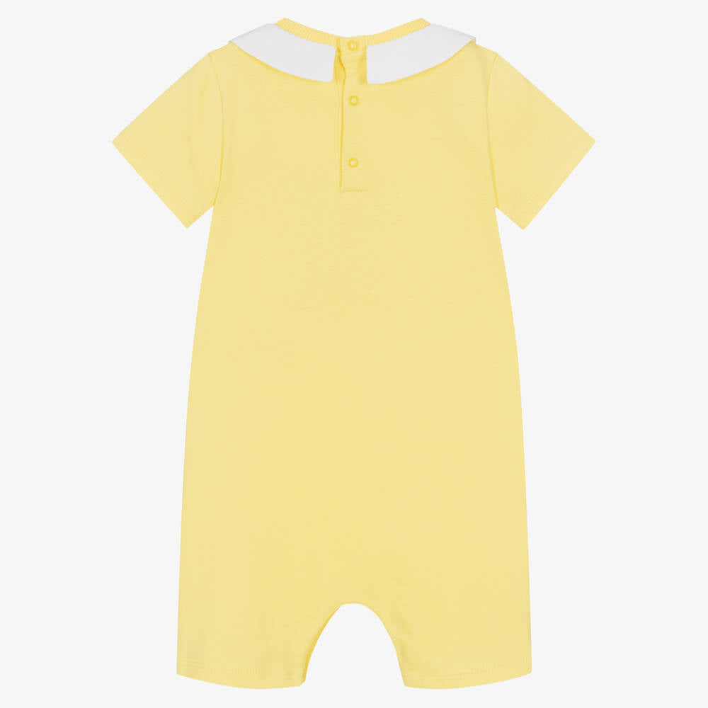 Baby Boys & Girls Yellow Cotton Babysuit