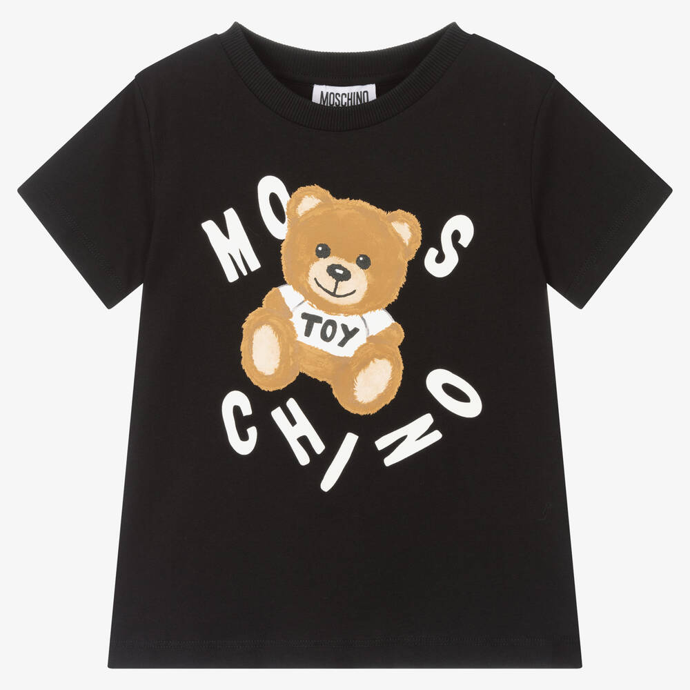 Boys & Girls Black Logo Cotton T-Shirt