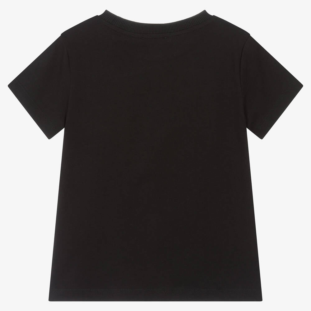 Boys & Girls Black Logo Cotton T-Shirt