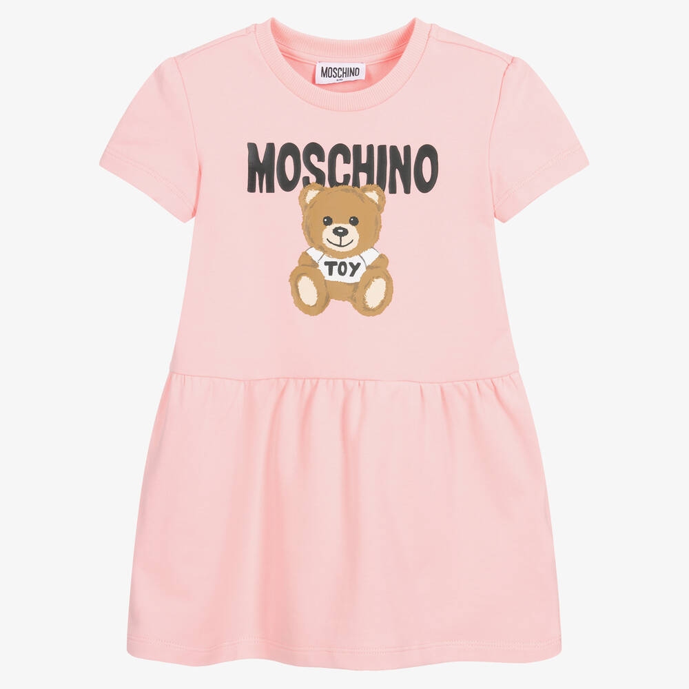 Girls Pink Printed Cotton Dress